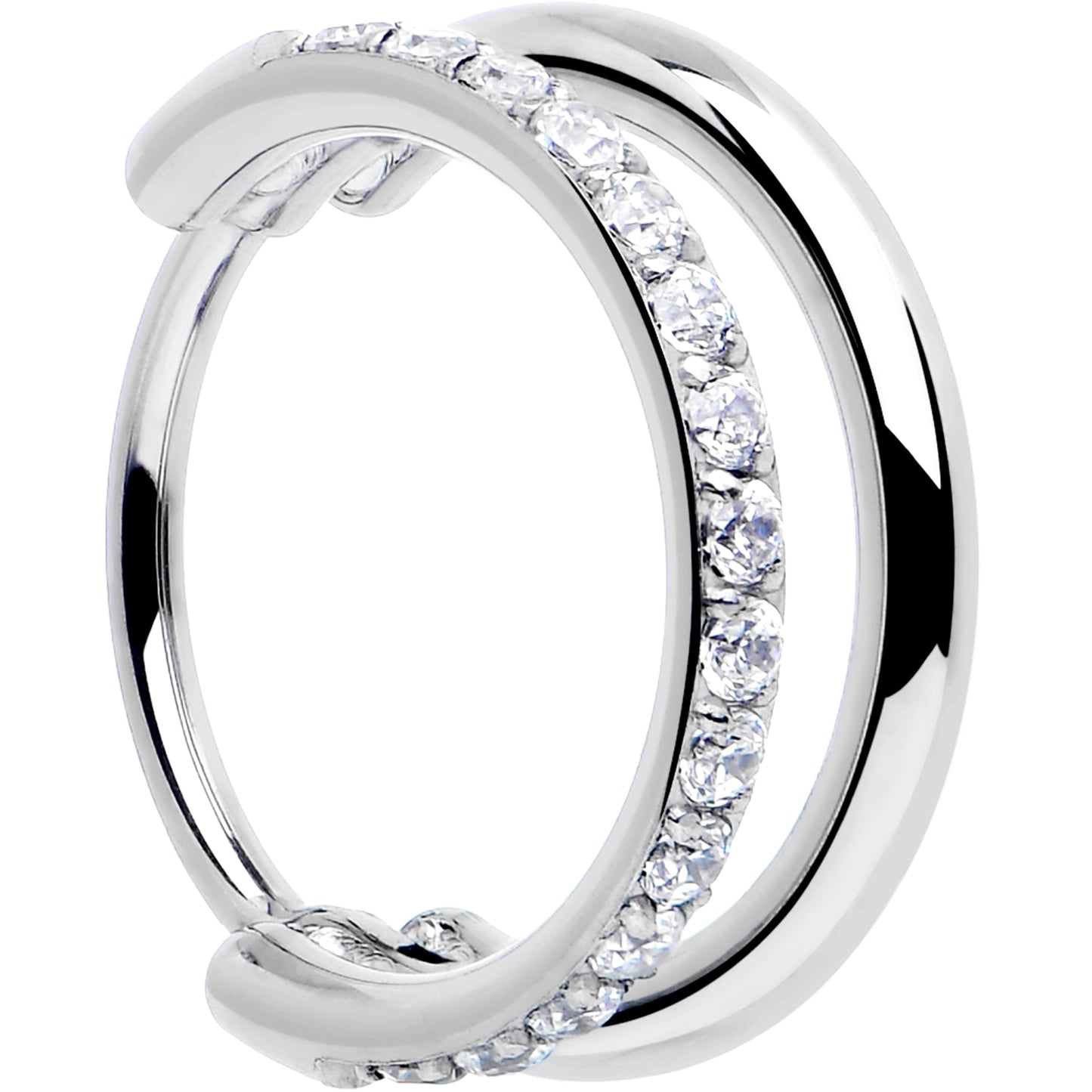 Single Row Micro Gem Implant Grade Titanium Hinged Double Hoop Nose Ring