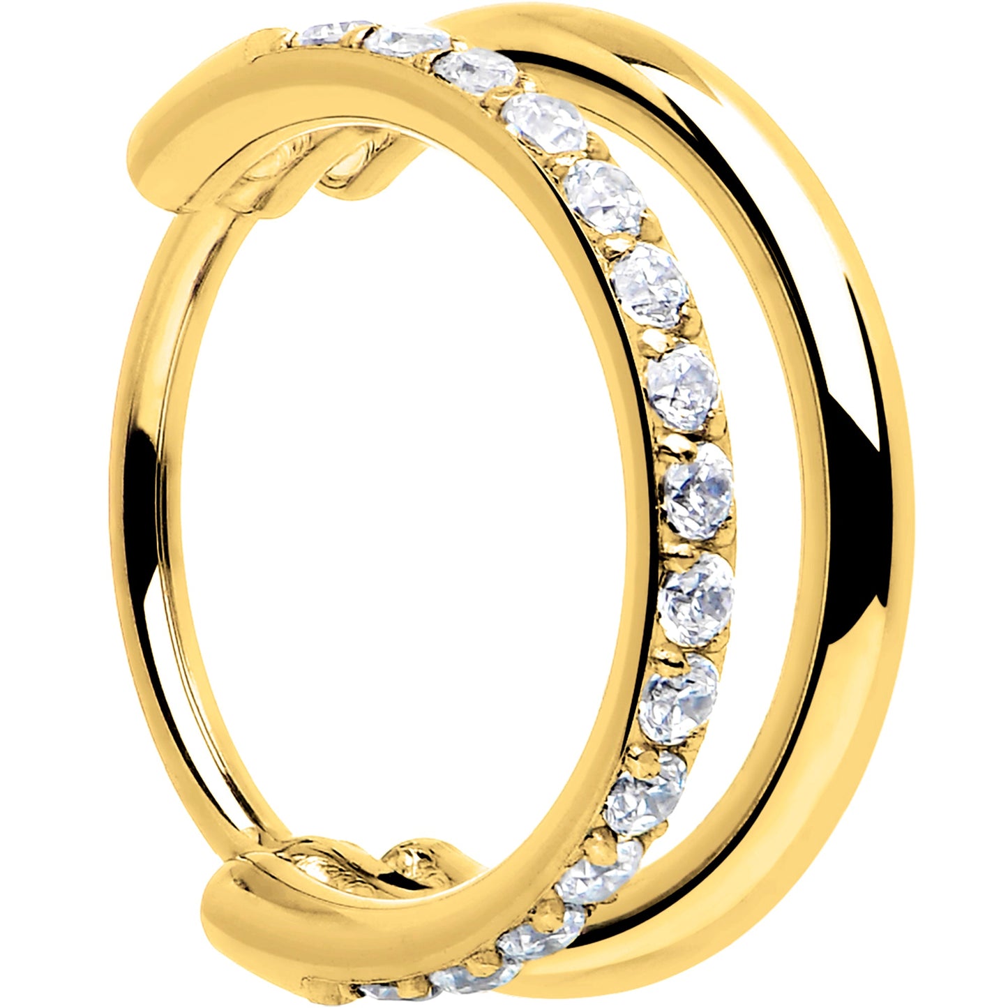 Single Row Micro Gem Implant Grade Titanium Hinged Double Hoop Nose Ring