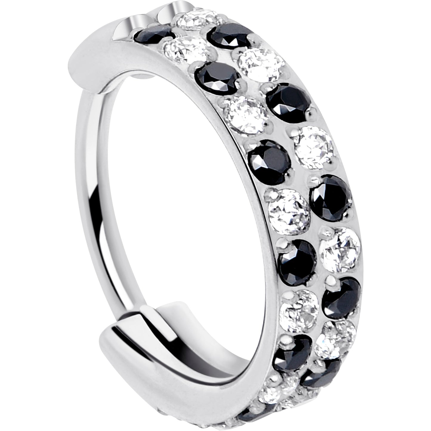 20G CZ Double Row Checkerboard Implant Grade Titanium Nose Hoop