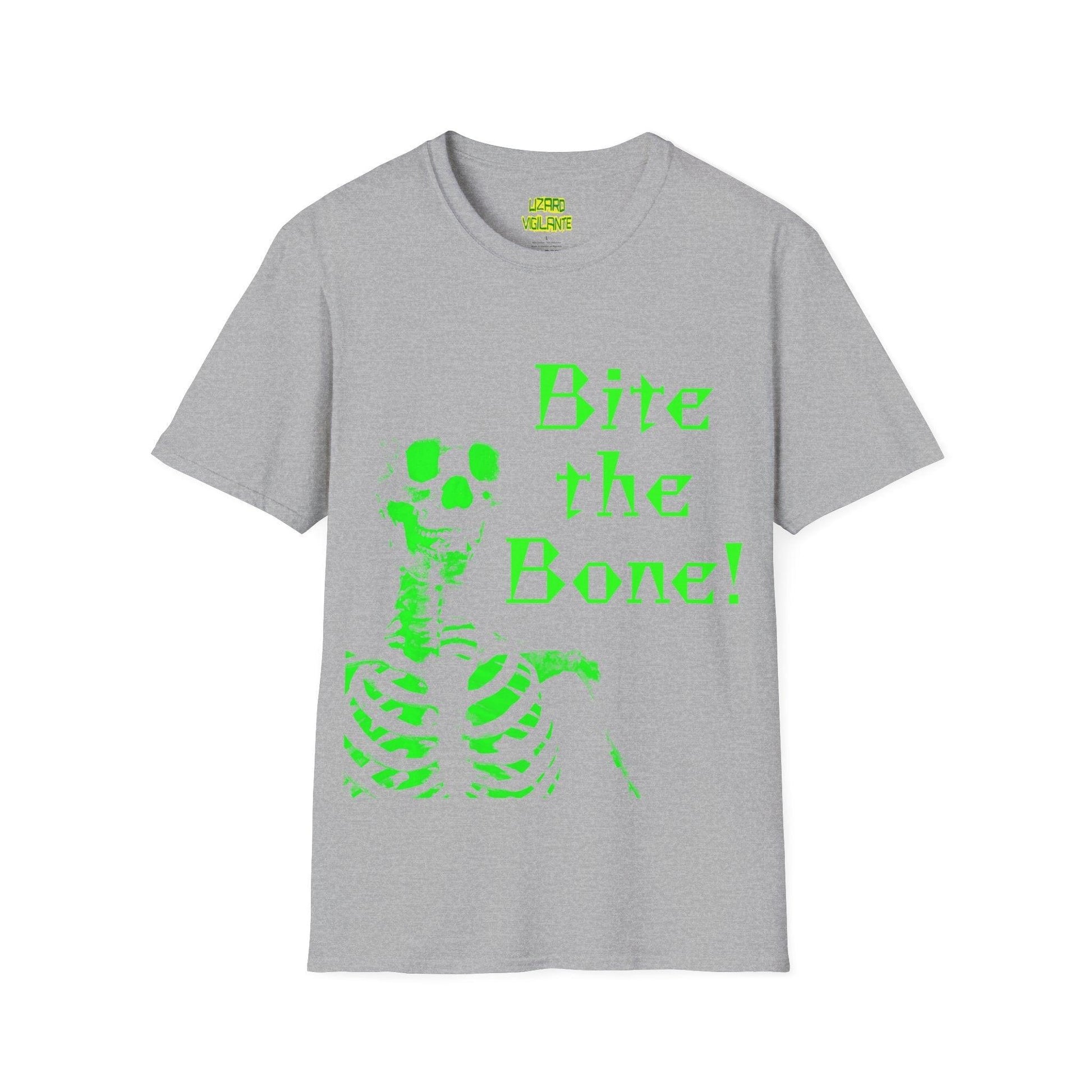 Bite the Bone! Skeleton Unisex Softstyle T-Shirt - Lizard Vigilante