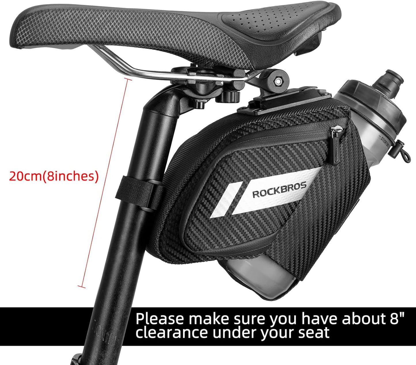 ROCKBROS Waterproof Bike Saddle Bag with Water Bottle Holder