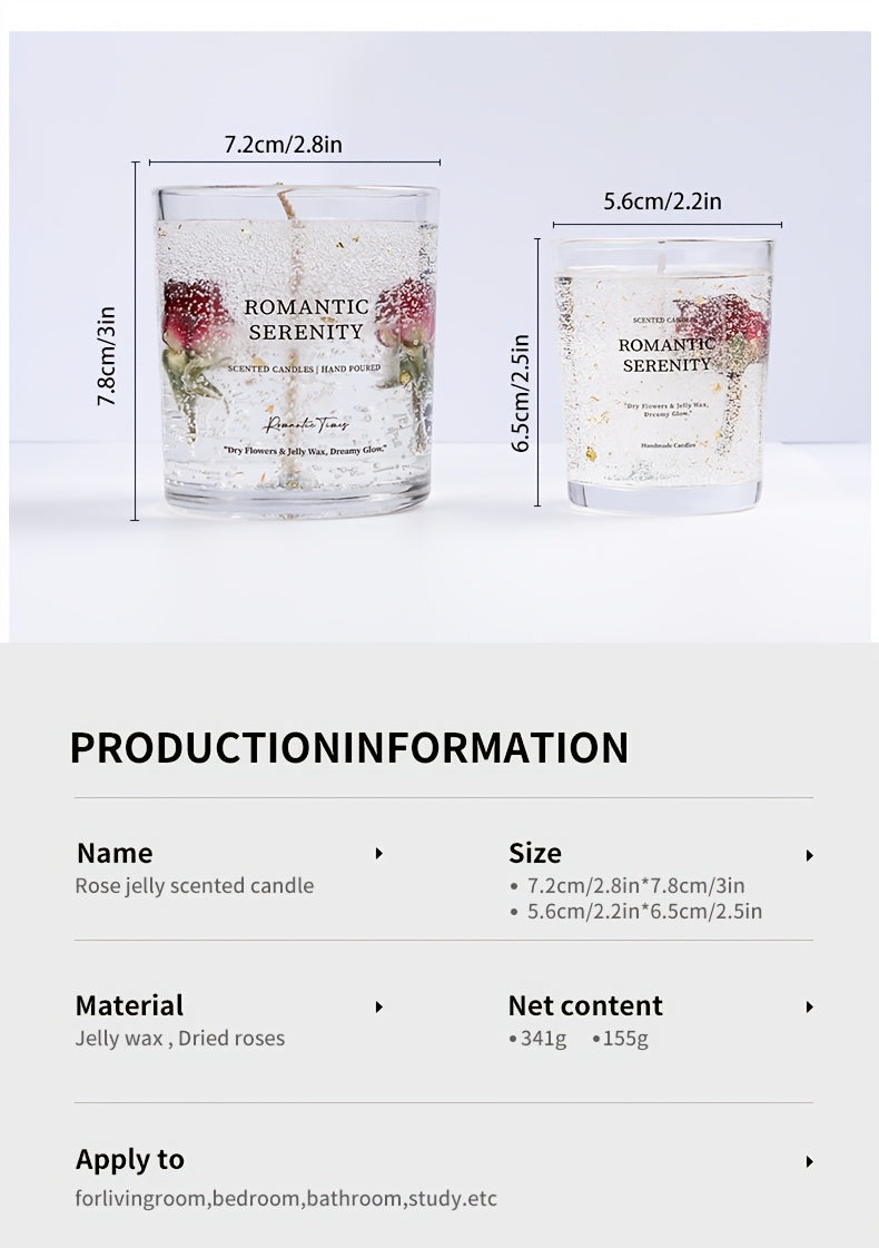 Rose Jelly Scented Candle for Aromatherapy, Romantic Atmosphere - Ideal for Birthdays, Valentine's Day, Anniversaries, Thanksgiving, Christmas - 1pc, Soy Wax in Glass Jar