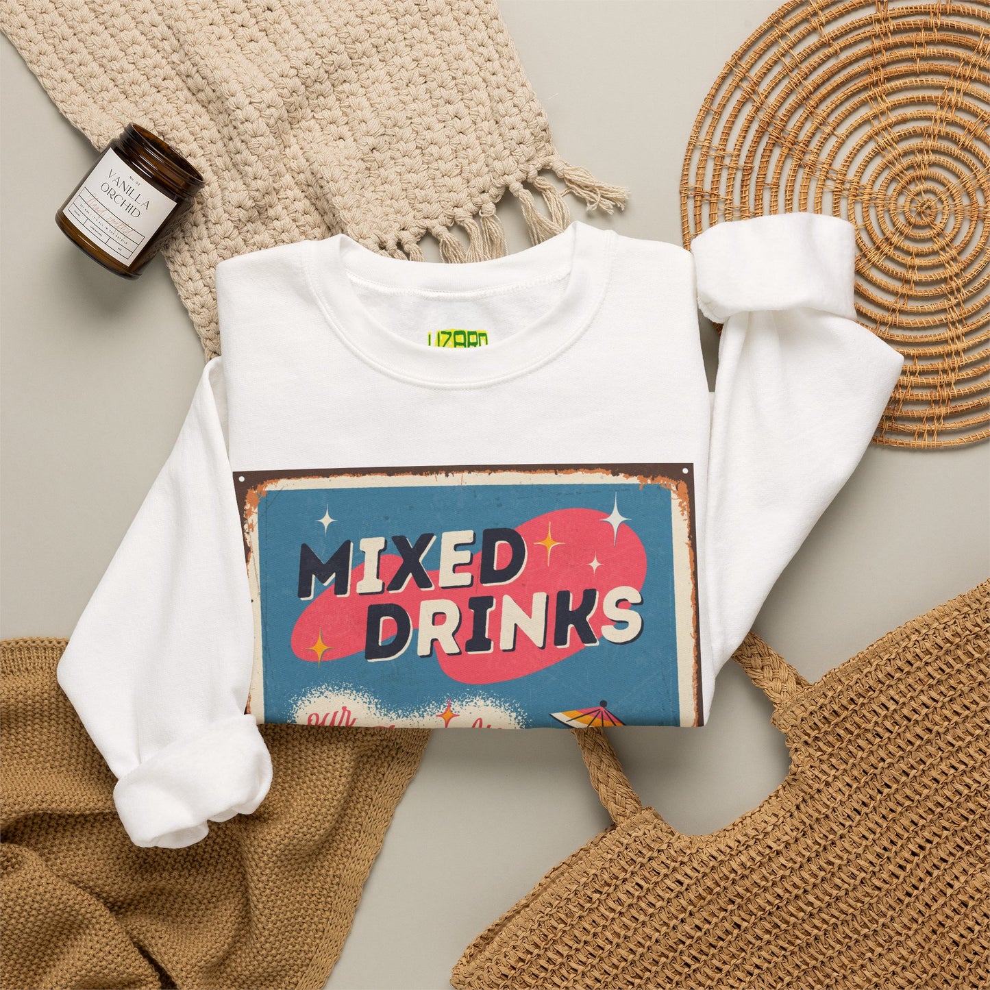 Mixed Drinks Crewneck Sweatshirt — Retro Cocktail Graphic Pullover