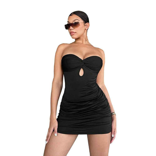 European Black Sexy Hottie Lace-Up : Bandeau Dress