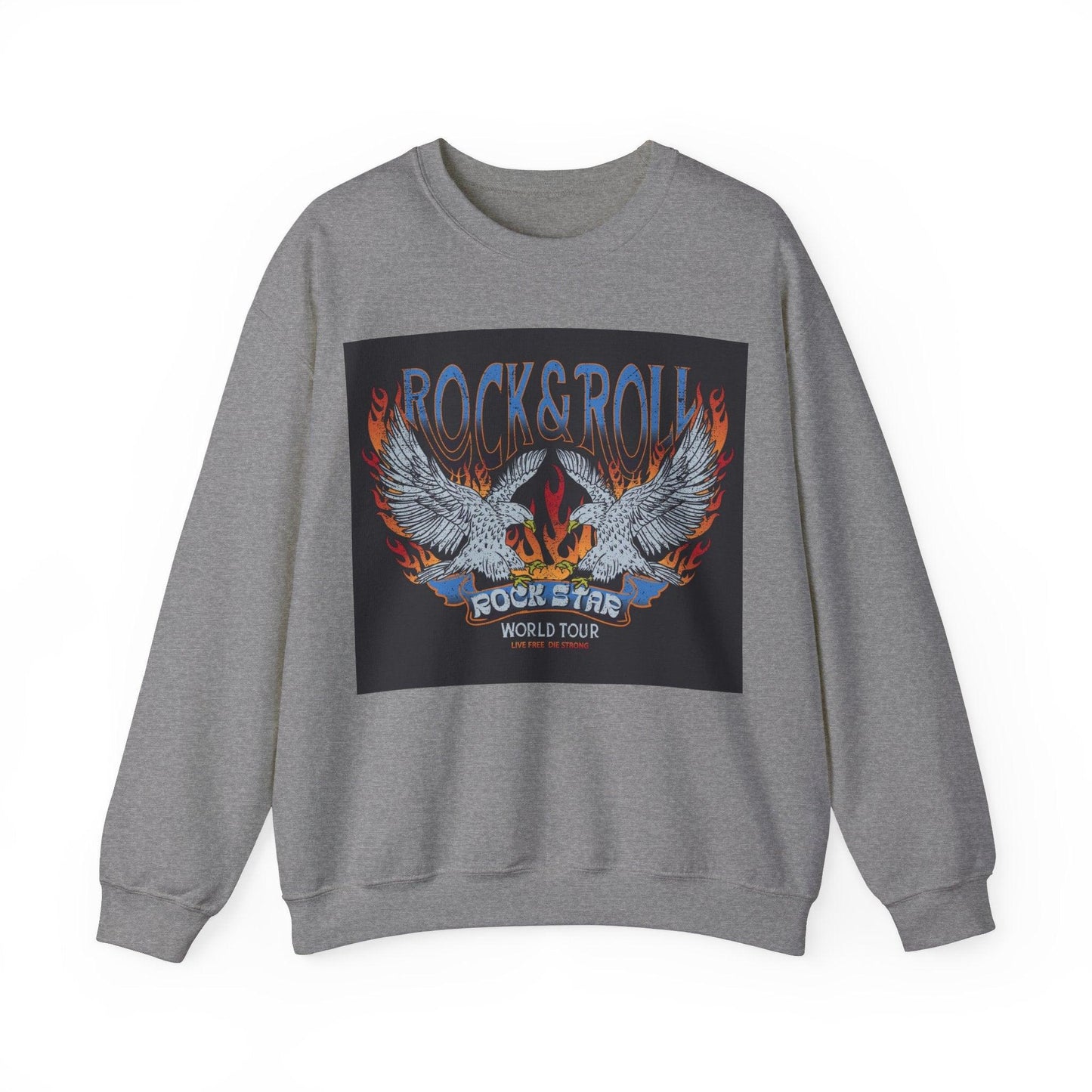 Rock & Roll Rock Star Unisex Heavy Blend™ Crewneck Sweatshirt - Premium Sweatshirt from Printify - Just $37.64! Shop now at Lizard Vigilante