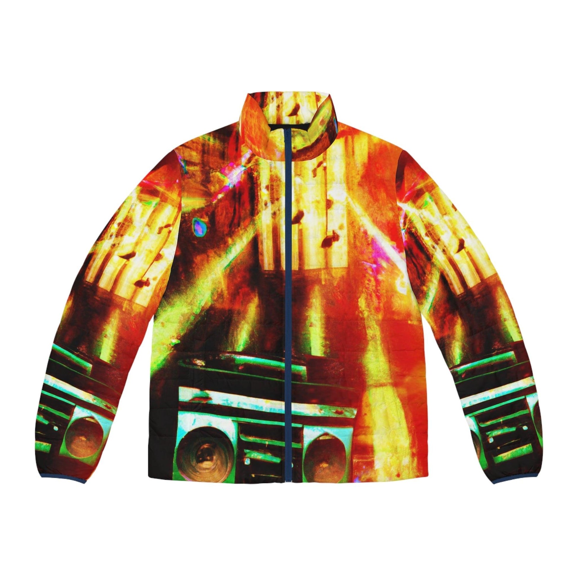 Prison BoomBox Light Burst Men's Puffer Jacket (AOP) - Lizard Vigilante