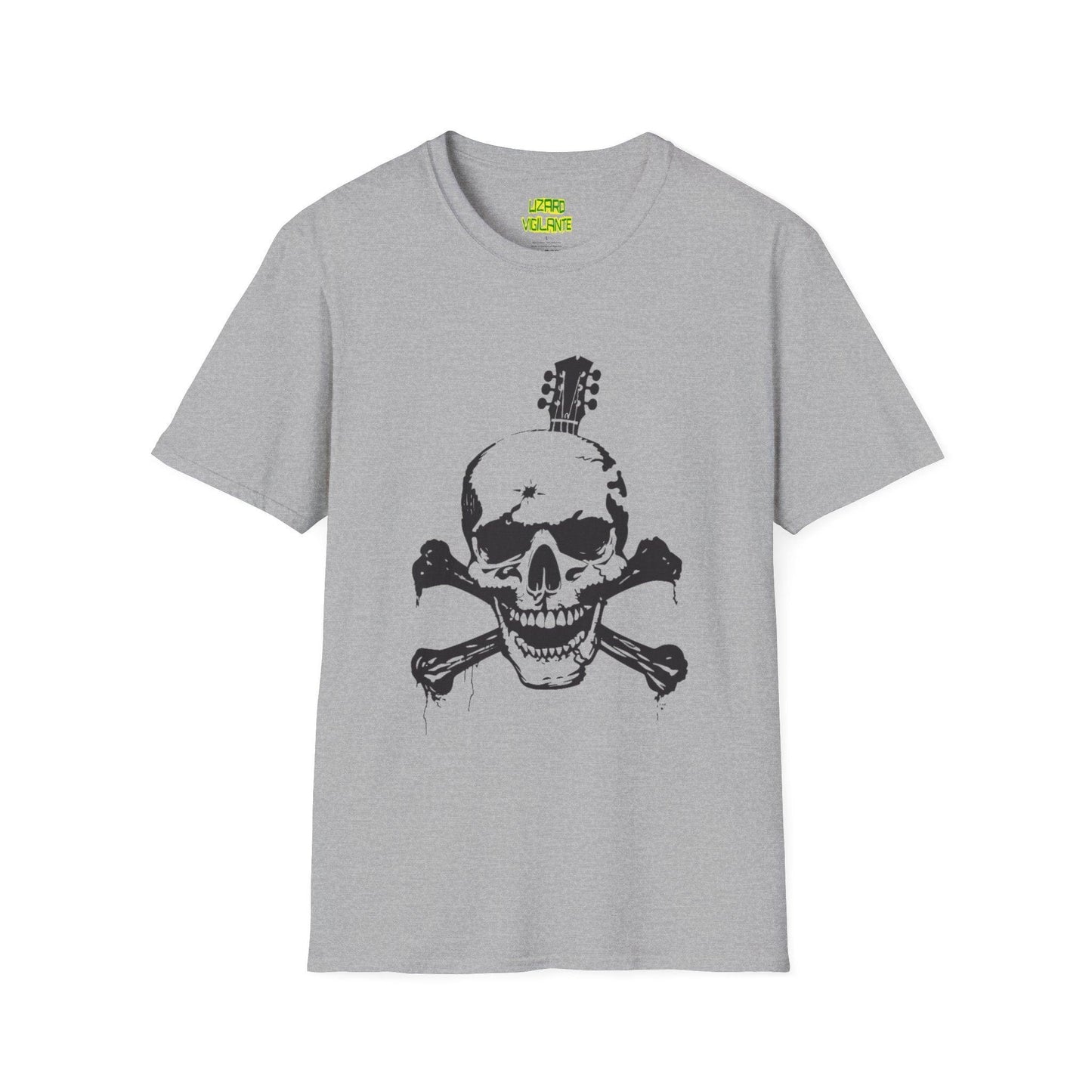 Guitar Skull Cross Bones Unisex Softstyle T-Shirt - Premium T-Shirt from Printify - Just $26.38! Shop now at Lizard Vigilante