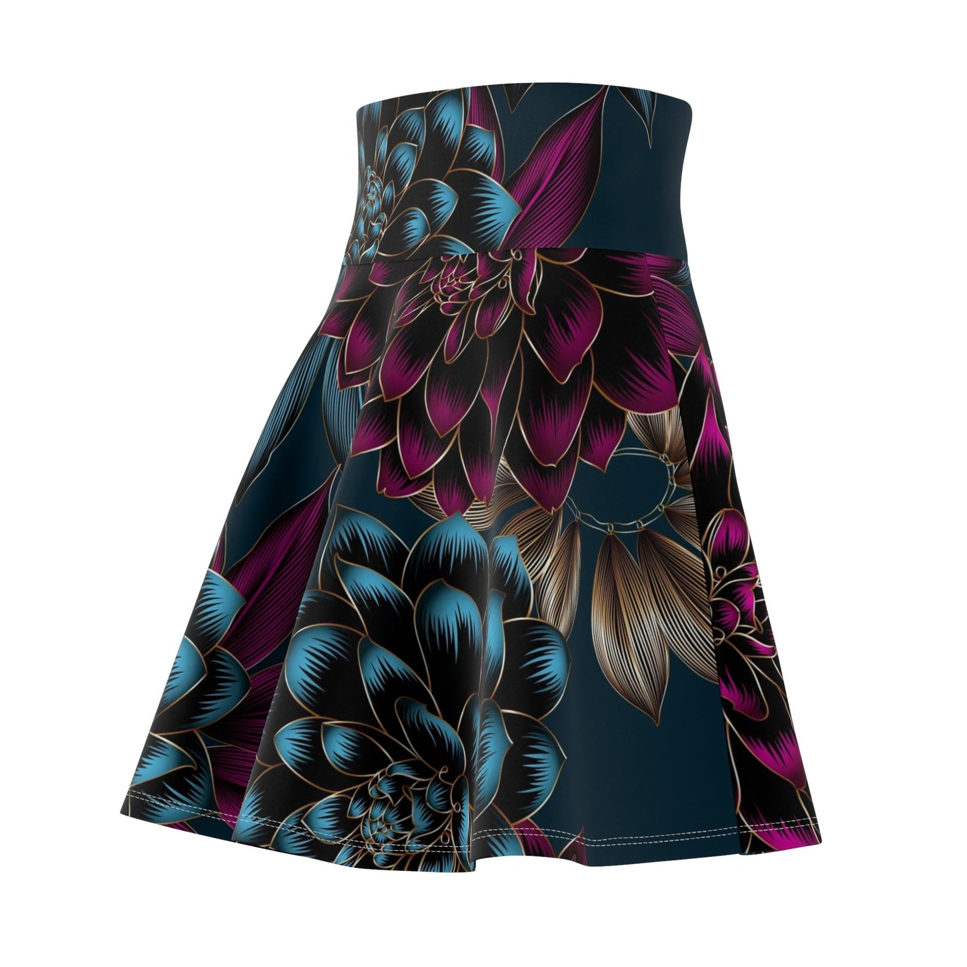 Deep Floral Women's Skater Skirt - Lizard Vigilante