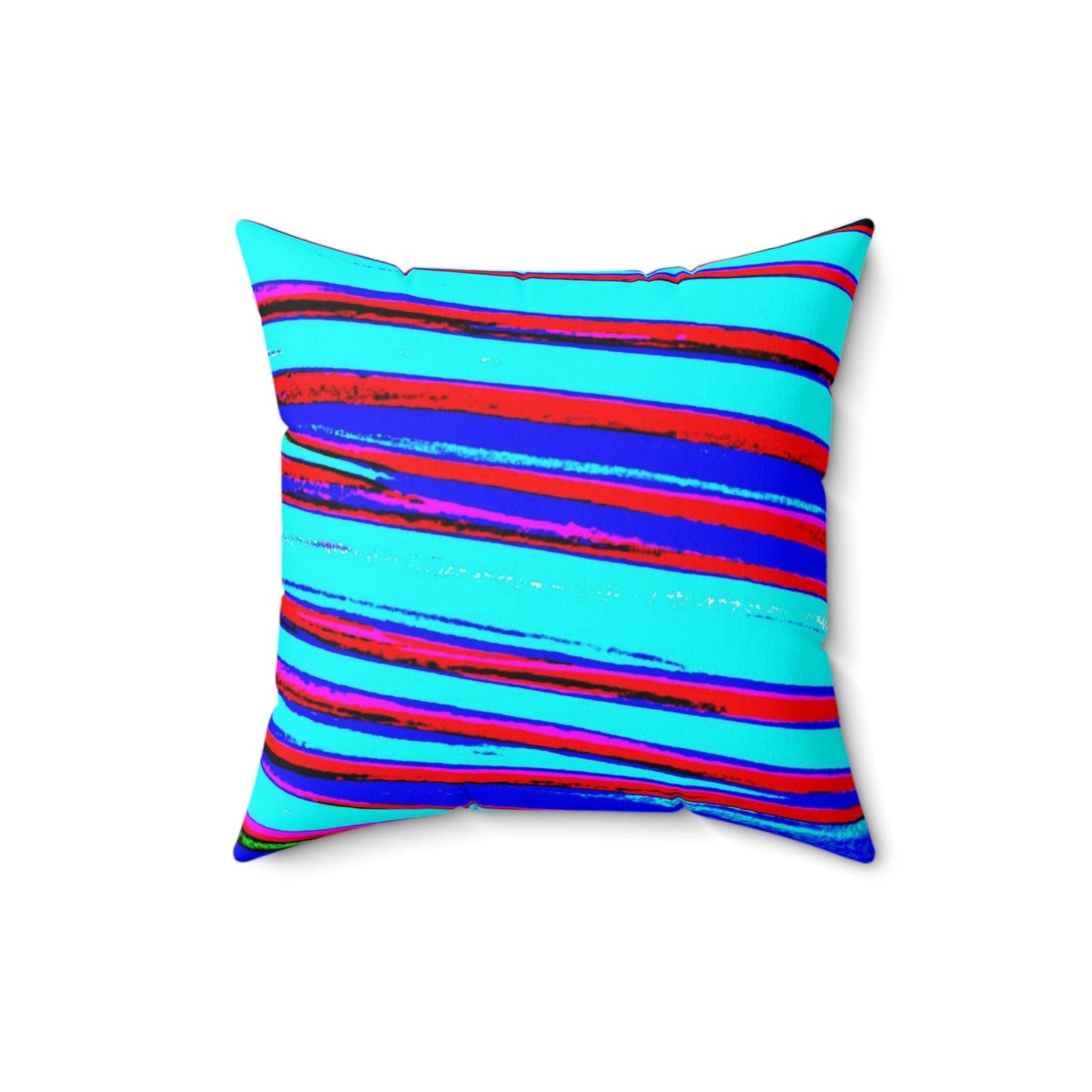 Strips Spun Polyester Square Pillow - Lizard Vigilante