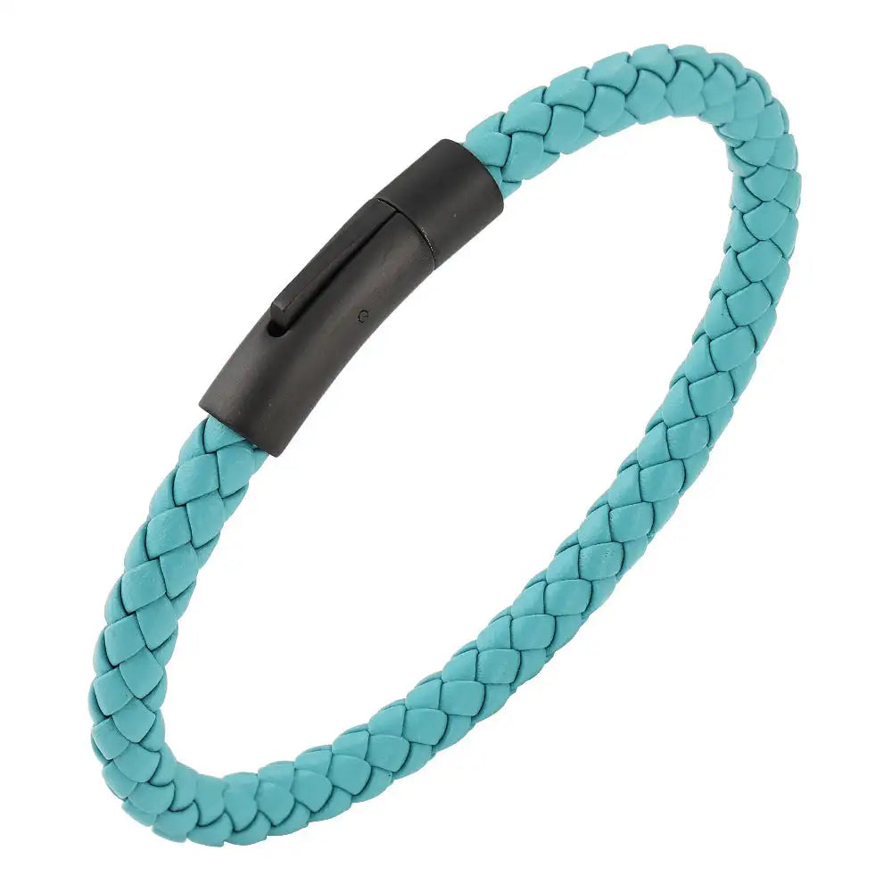 Woven Frosted Black Buckle Simple Leather Bracelet