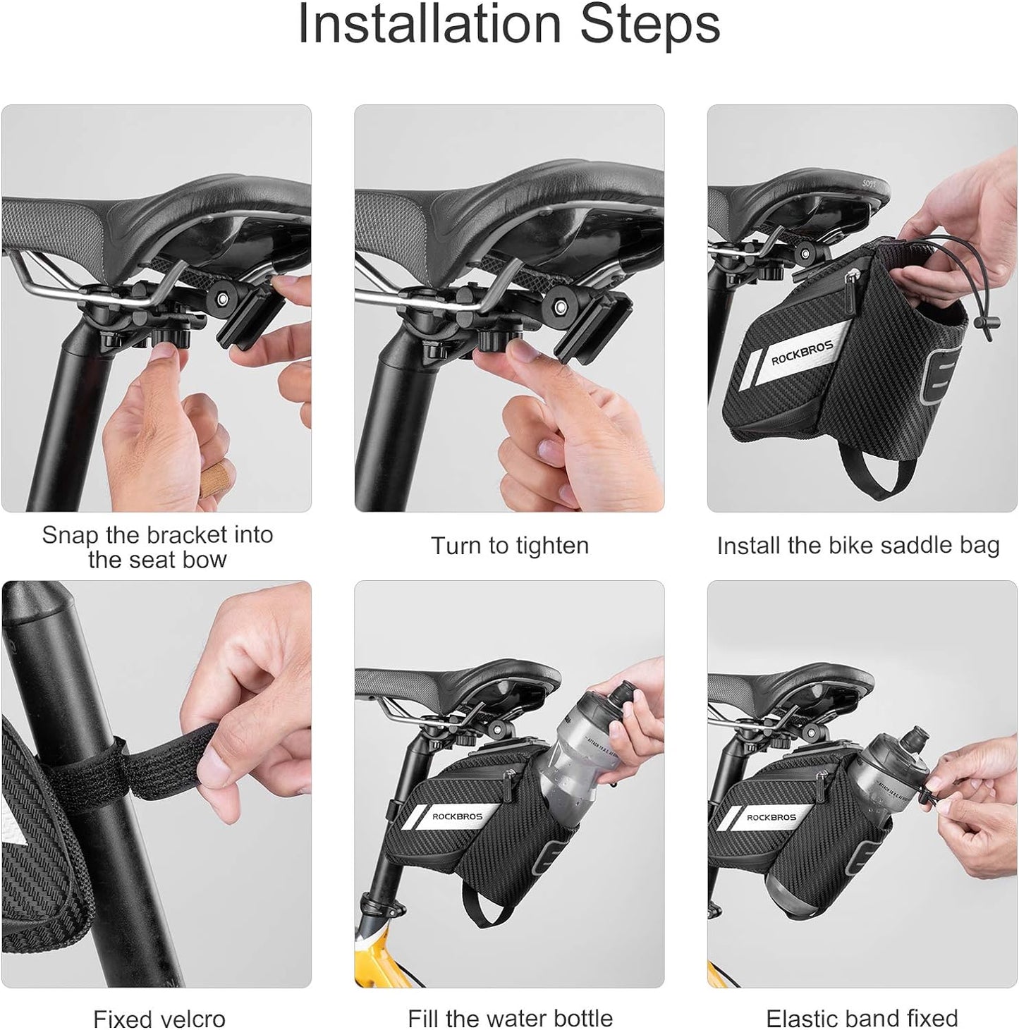 ROCKBROS Waterproof Bike Saddle Bag with Water Bottle Holder