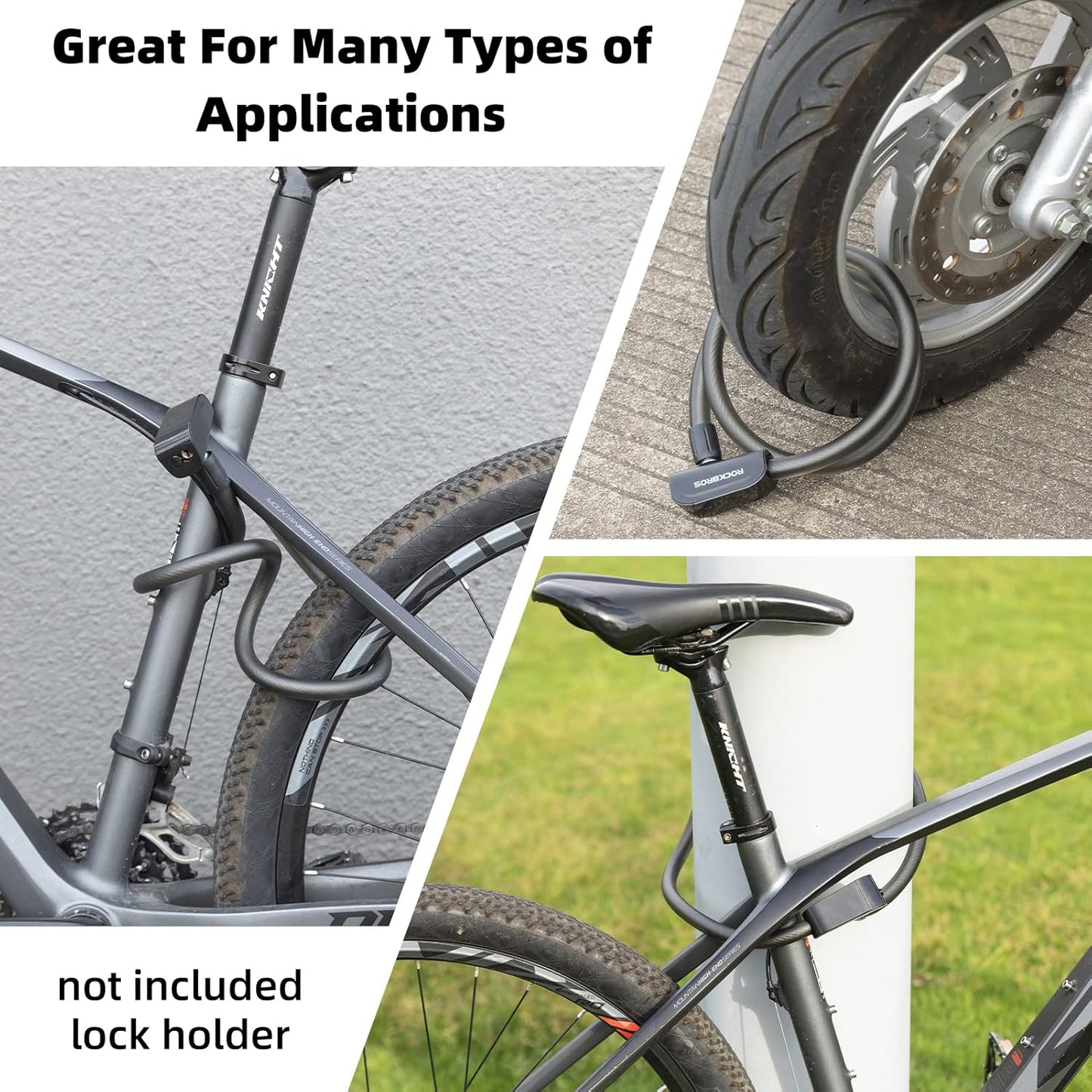 ROCKBROS 3ft Bike Cable Lock - Secure, Lightweight with Mounting Bracket