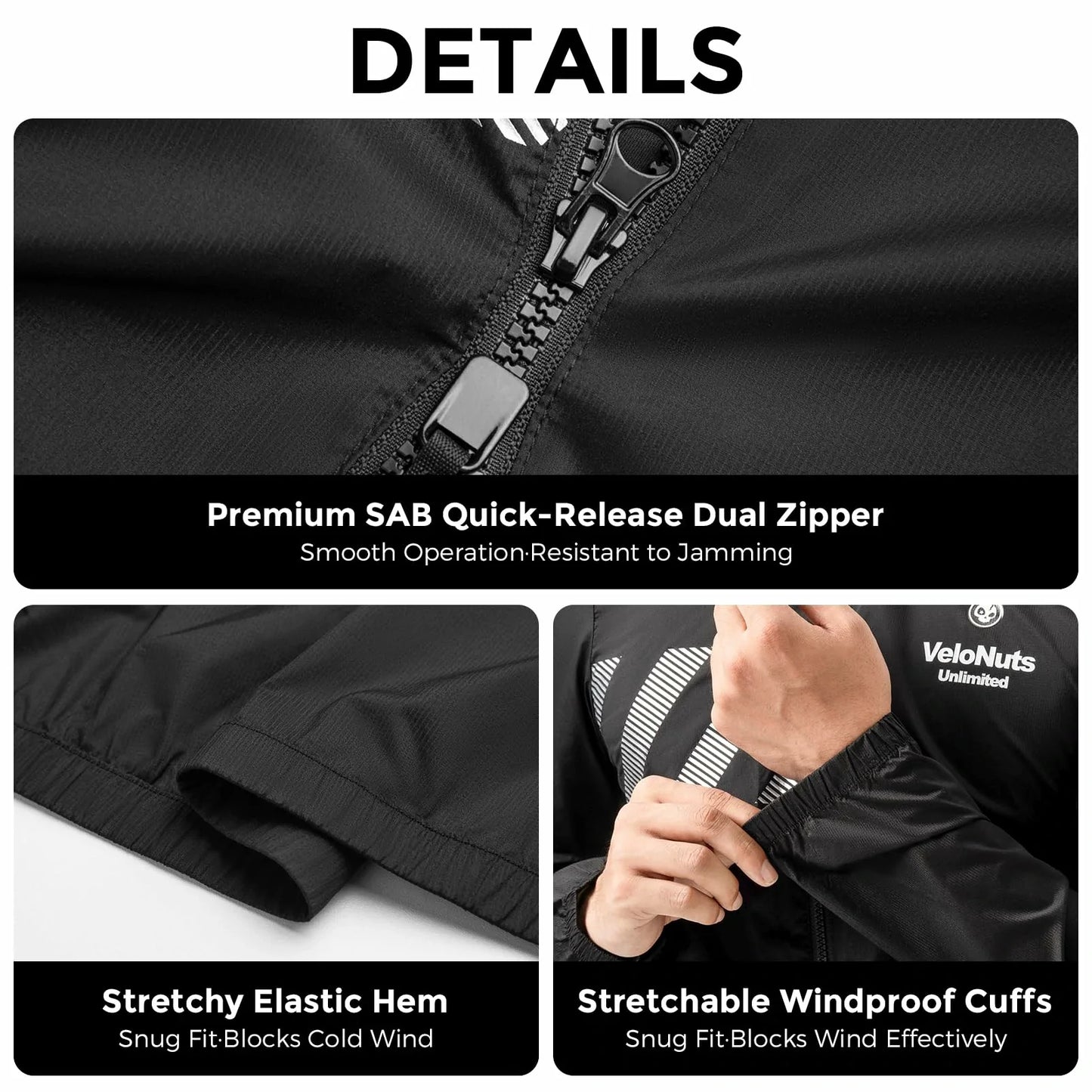 VNS Men's Cycling Jacket, Ultralight Windbreaker for Running Cycling Packable