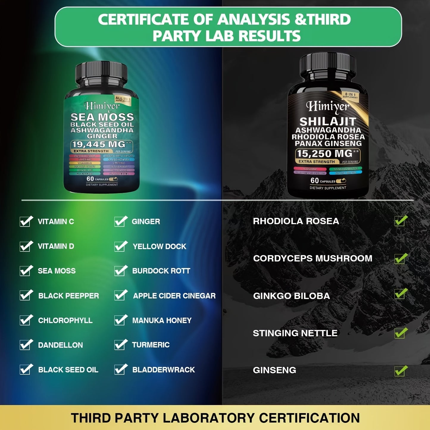 Sports Health Energy Pack, Shilajit And Seamoss Ginger South African Drunken Eggplant Capsule, Sea Moss 7000 Mg, Black Seed Oil 4000 Mg, Ashwagandha 2000 Mg, Ginger And Shilajit 9000 Mg, Rhodiola Rosea 1000 Mg, 19445mg+15250m - Premium  from Lizard Vigilante - Just $10.99! Shop now at Lizard Vigilante