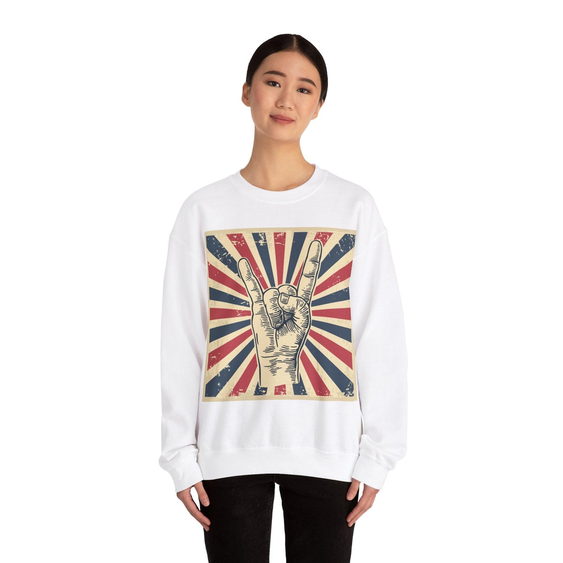 Patriotic Rock On Unisex Heavy Blend™ Crewneck Sweatshirt - Lizard Vigilante