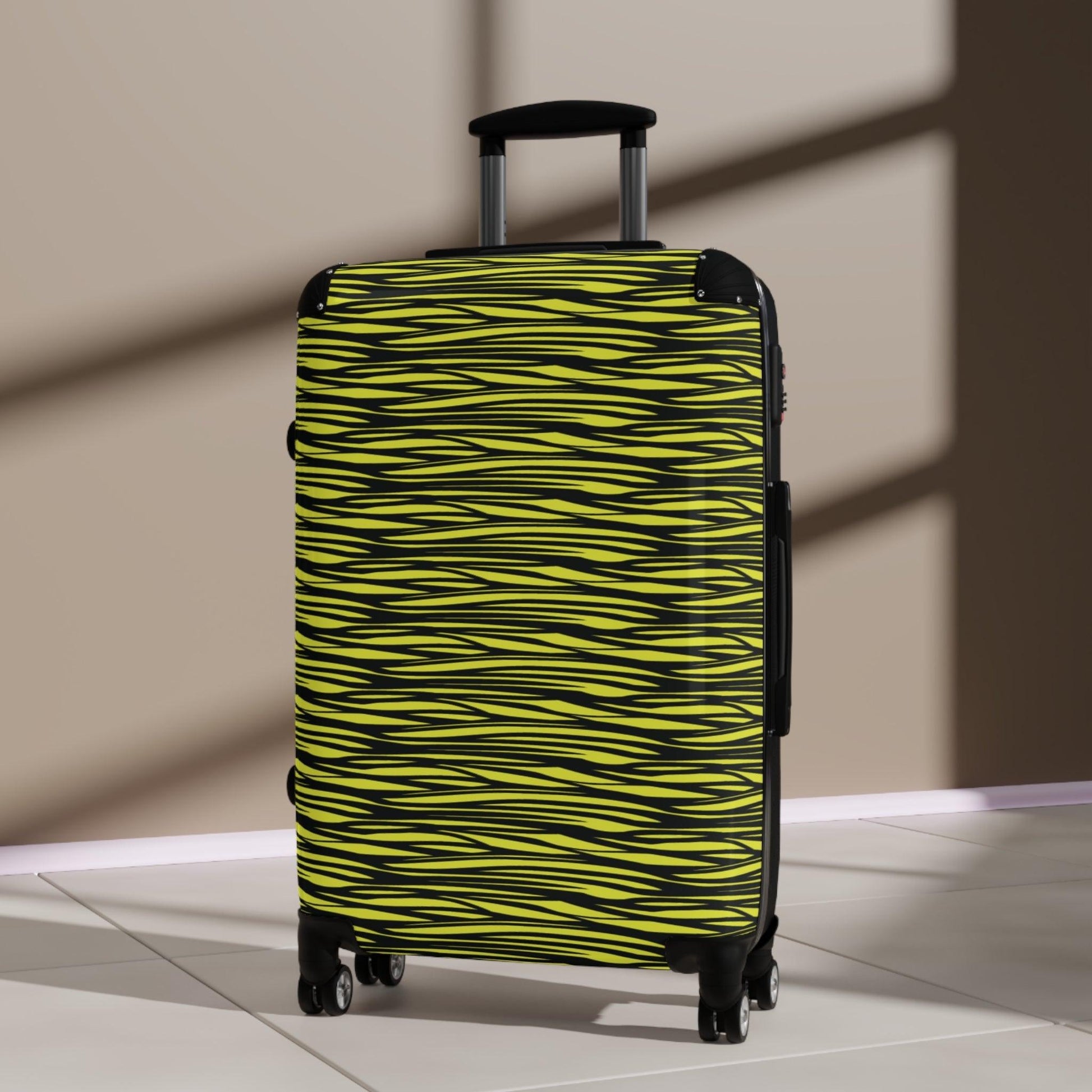 Black Yellow Camo Lines Suitcase - Lizard Vigilante