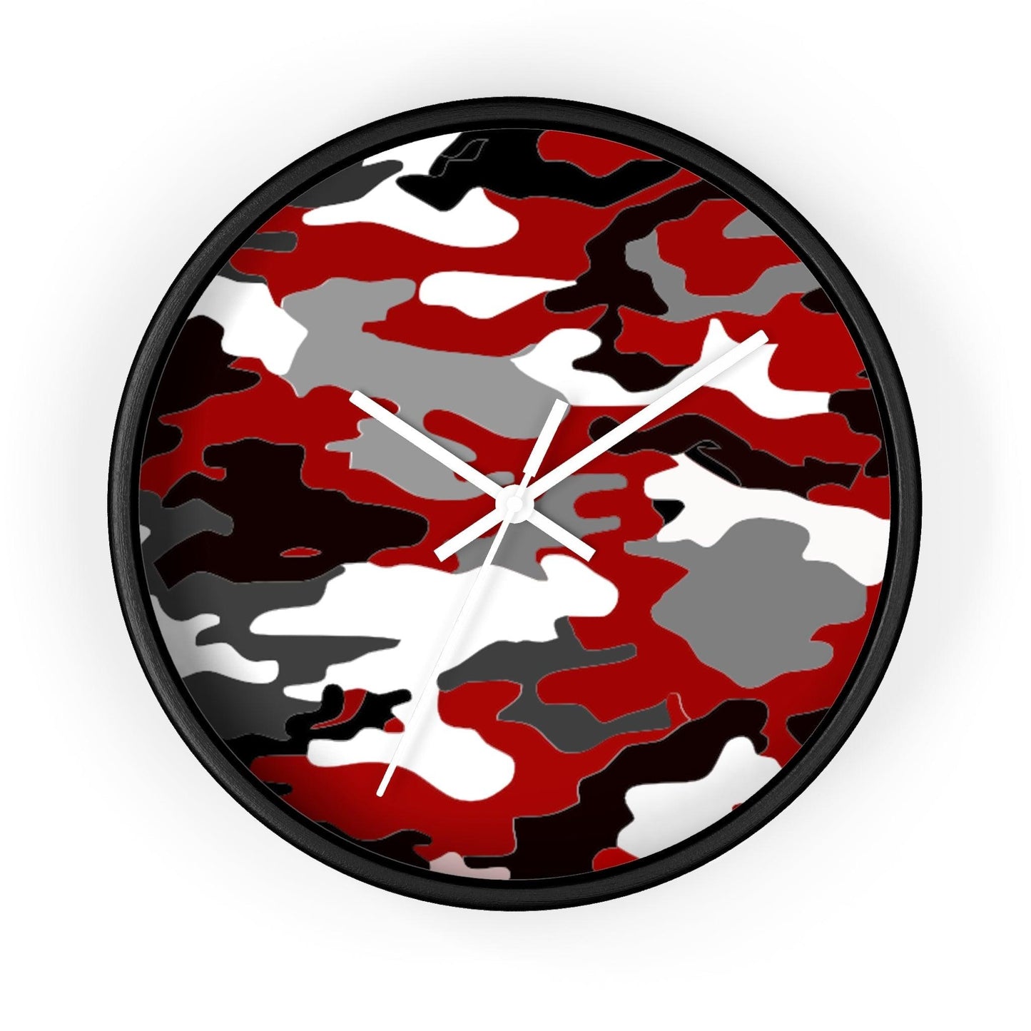 Red Black White Camo Wall Clock - Lizard Vigilante