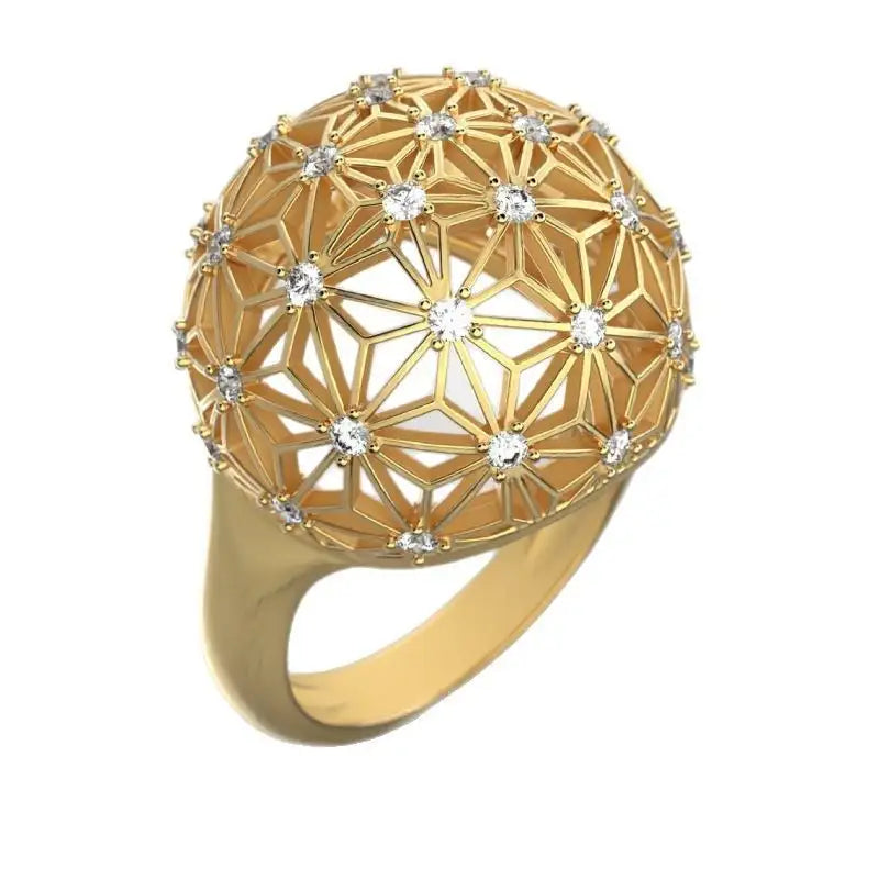Hollow Spherical Diamond-studded Ring Design