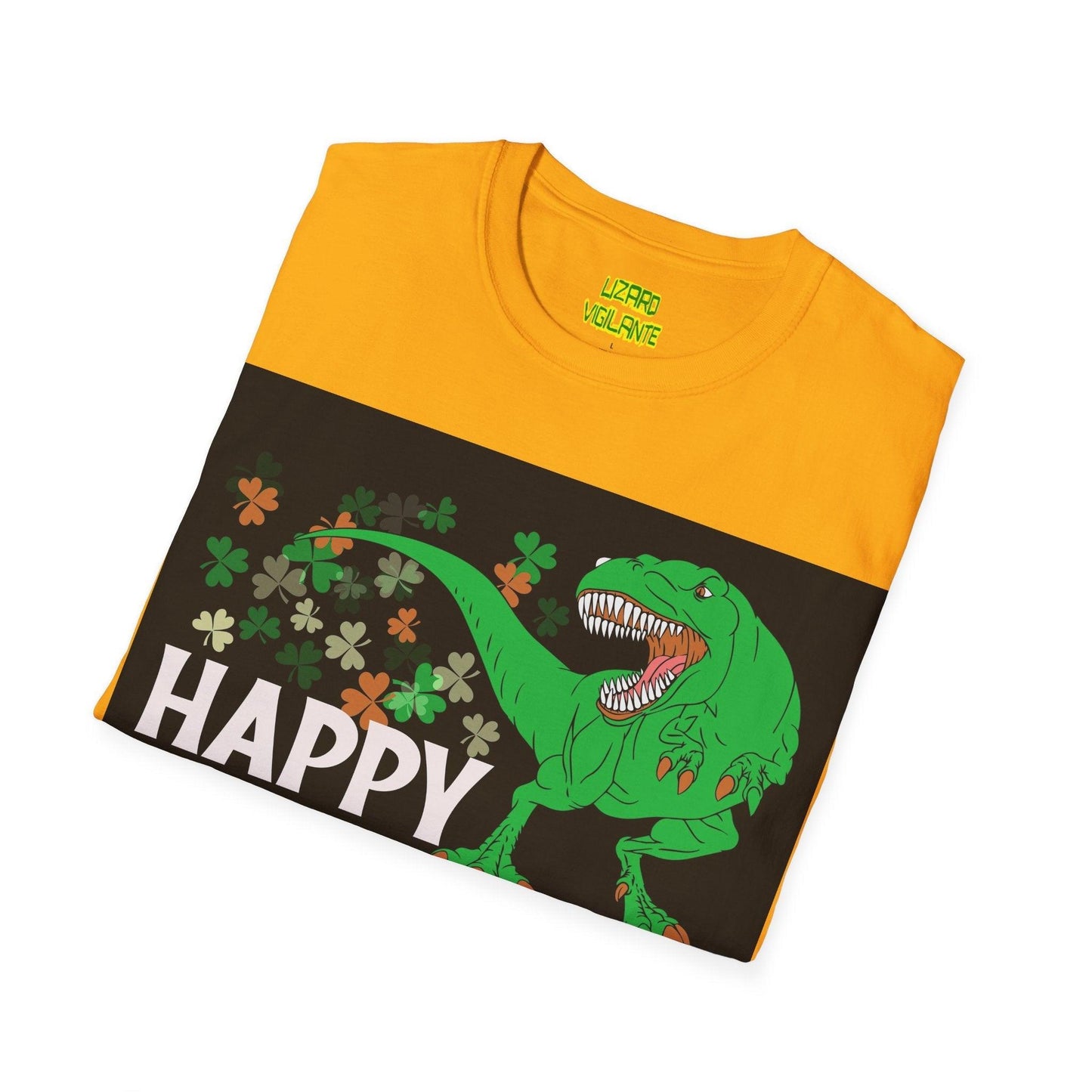 Happy St. Pat-Rex Day T-Rex Dinosaur Unisex Softstyle T-Shirt - Lizard Vigilante