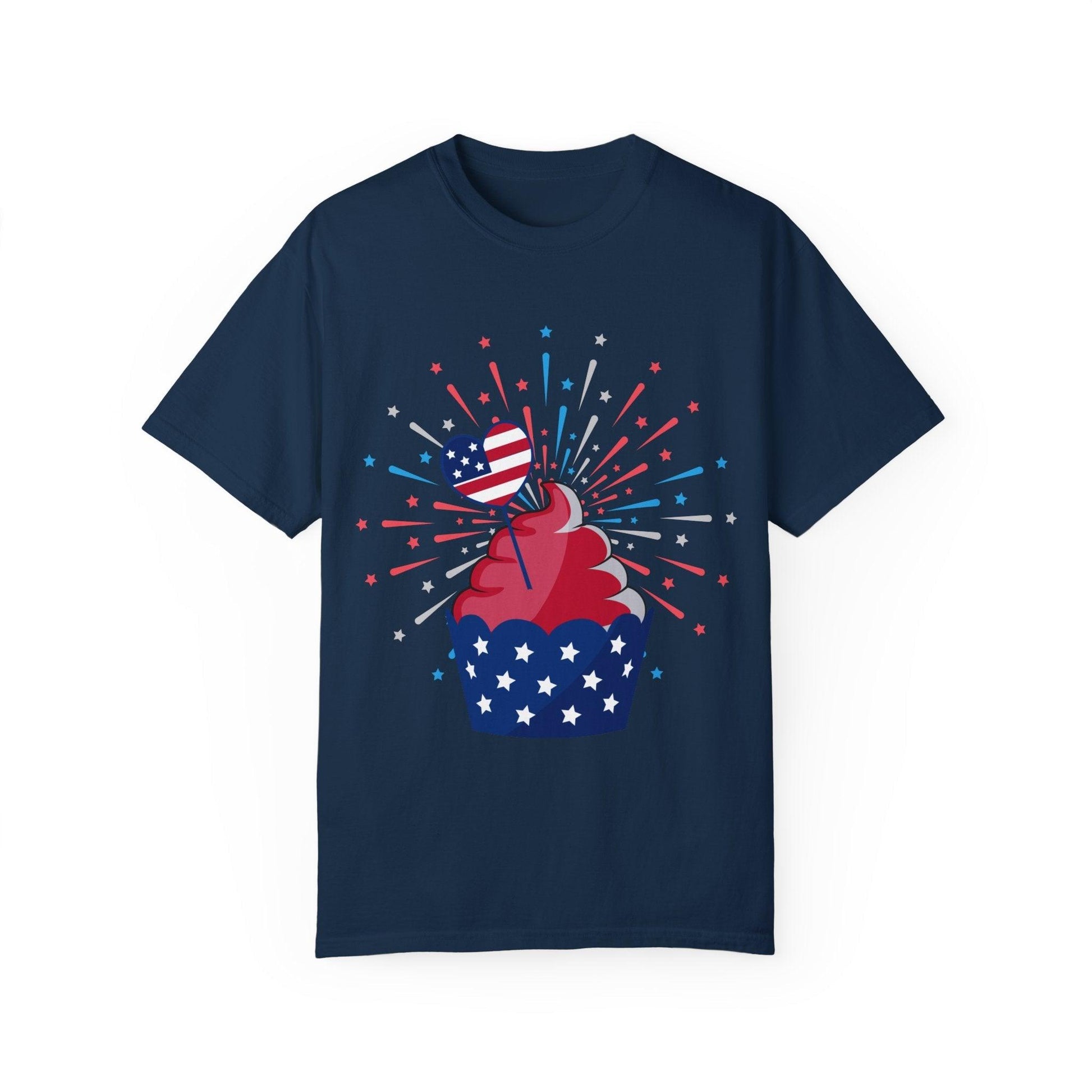 July 4th Cupcake Unisex Garment-Dyed T-shirt - Lizard Vigilante