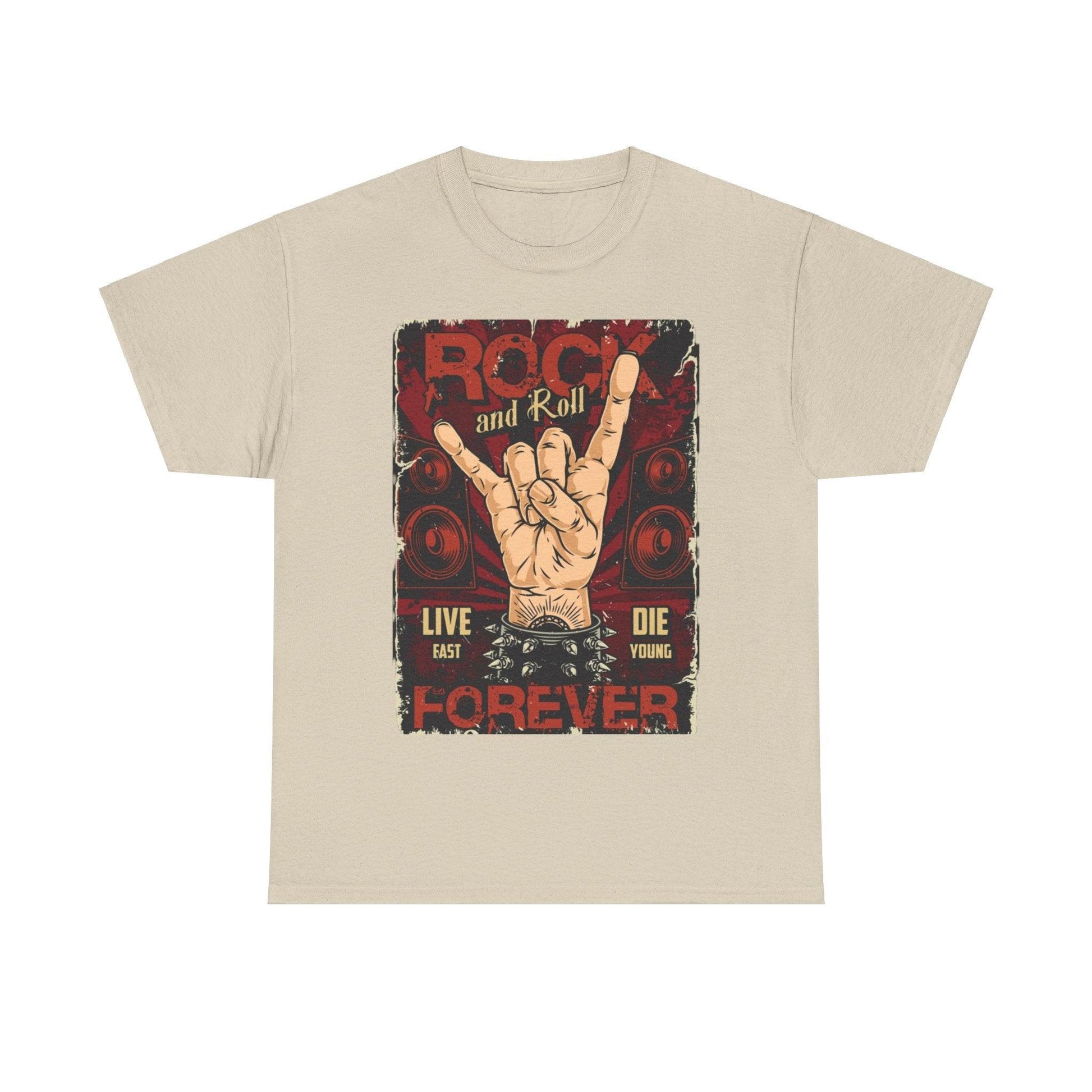 Rock and Roll Forever Hand Sign Unisex Heavy Cotton Tee - Lizard Vigilante