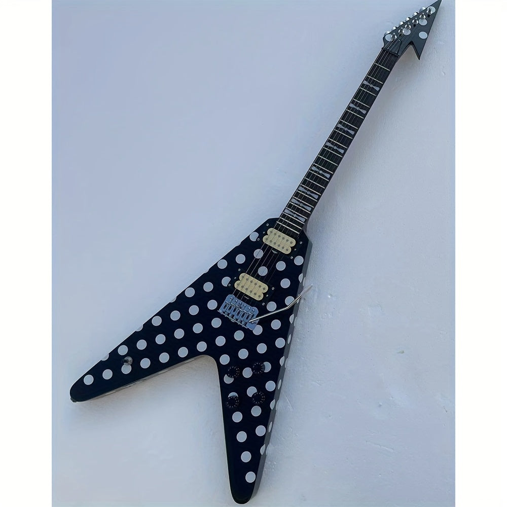 Custom Randy Signature Electric Guitar - Polka Dots Flying V Shape with Fixed Bridge - Premium  from Lizard Vigilante - Just $647.99! Shop now at Lizard Vigilante