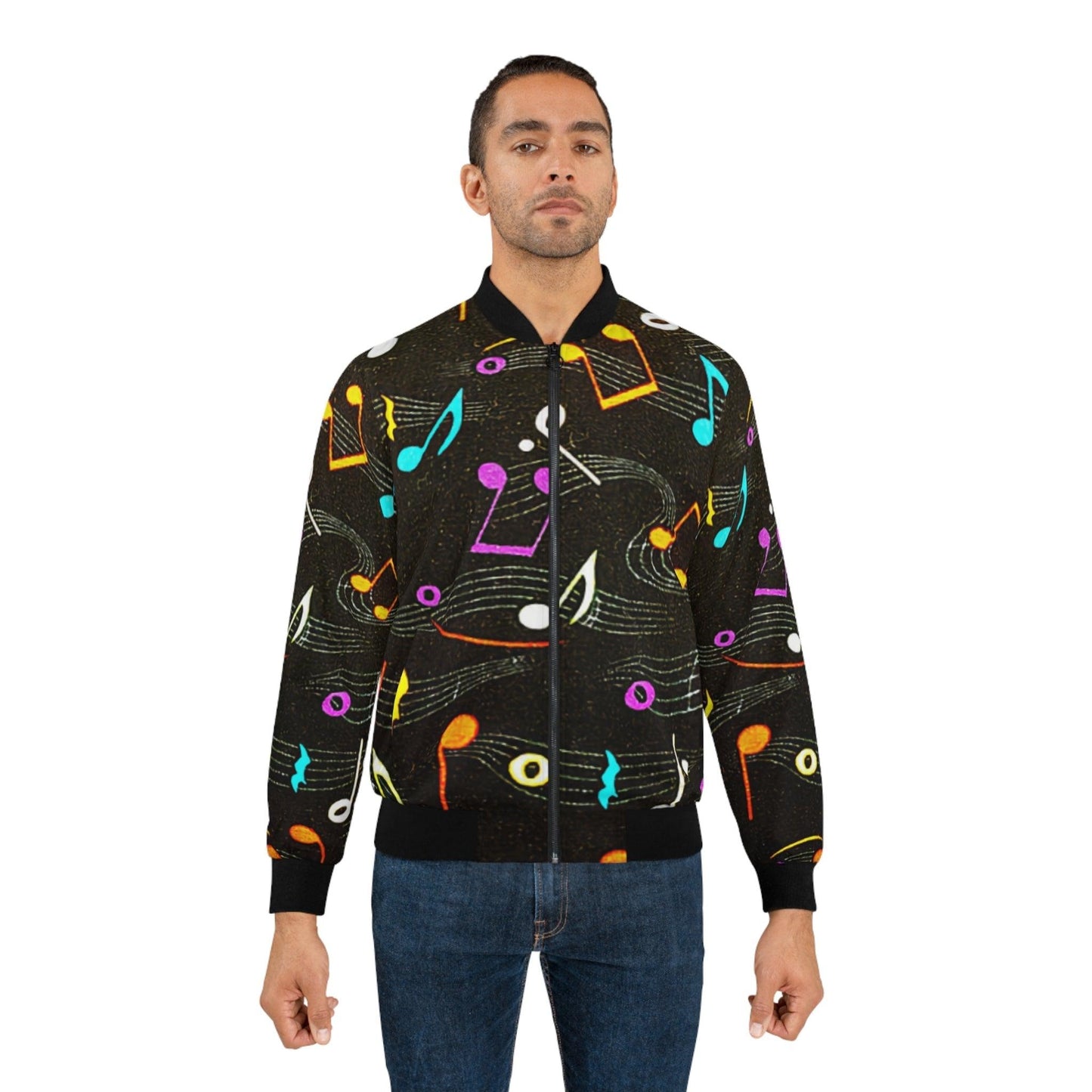 Musical Notes Men's Bomber Jacket - Lizard Vigilante