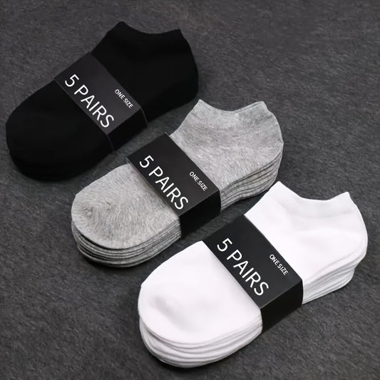 1/3/6/9/15 Pairs Simple Solid Socks, Unisex All-match Low Cut Ankle Socks, Women's Stockings & Hosiery