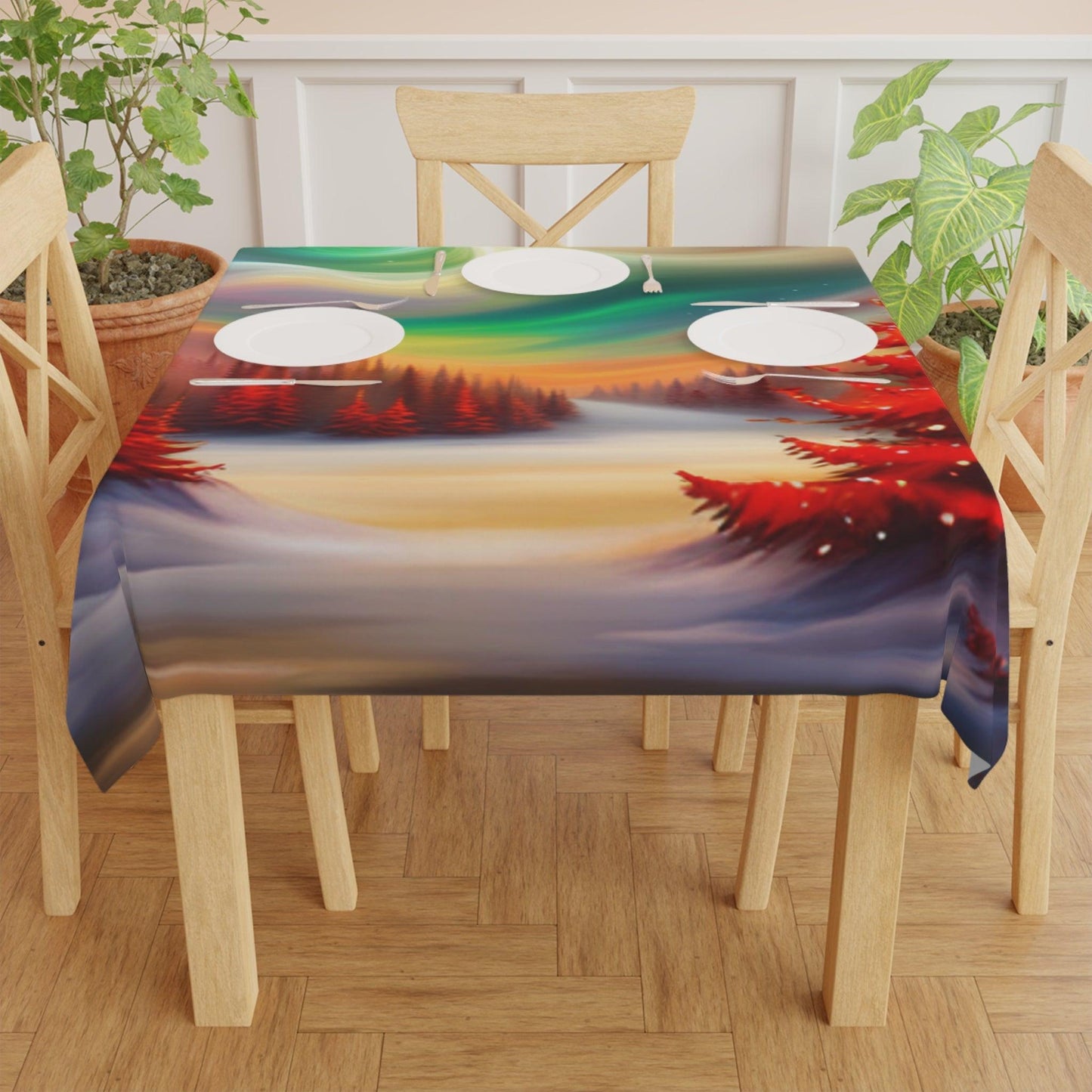 Red Christmas Tree Tablecloth - Lizard Vigilante