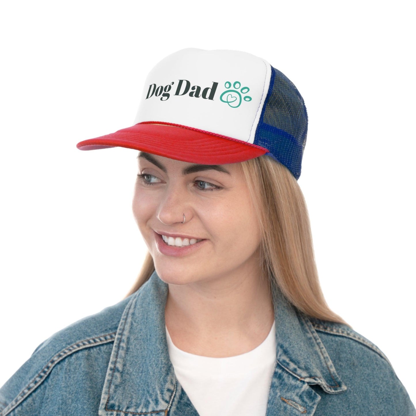 Dog Dad With a Puppy Paw Print Trucker Caps - Lizard Vigilante