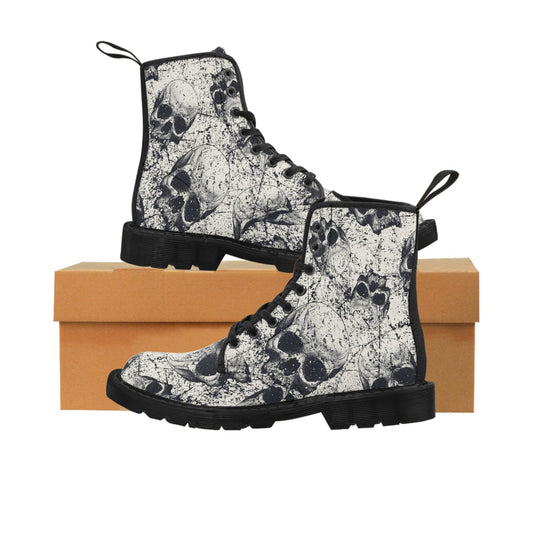 Women's Ancient Skulls Canvas Boots - Premium Shoes from Printify - Just $89.99! Shop now at Lizard Vigilante