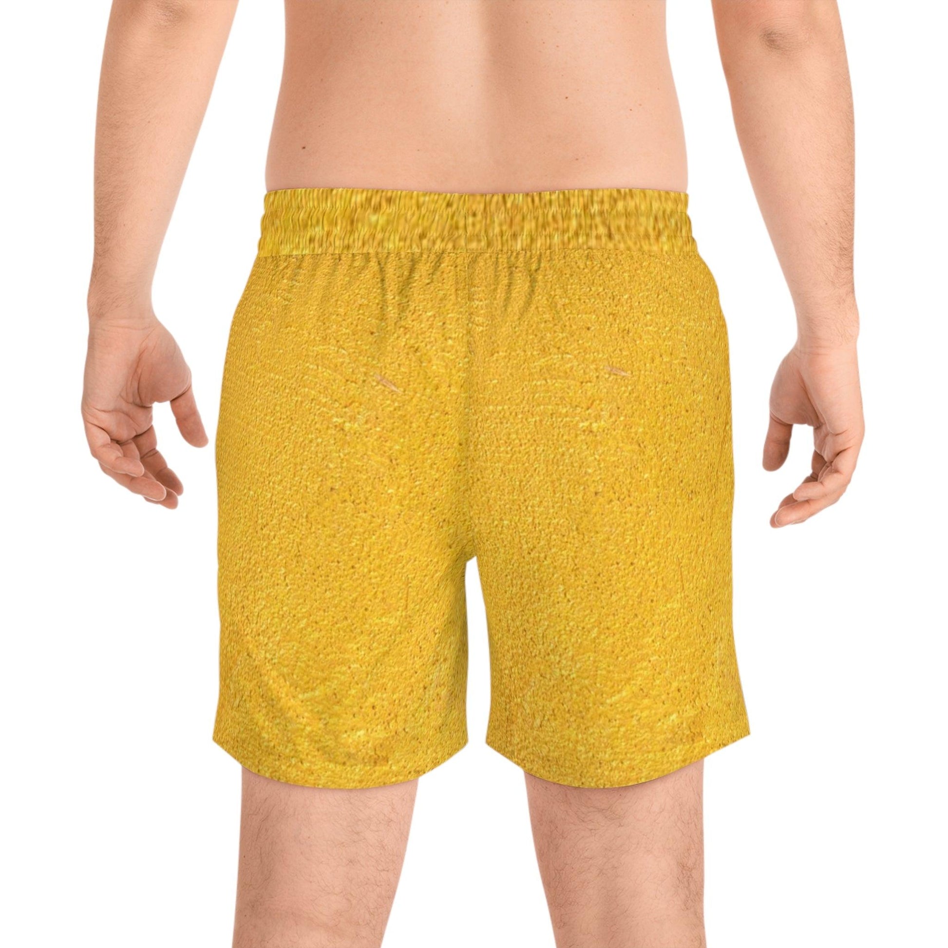 Faux Gold Cloth Men's Mid-Length Swim Shorts (AOP) - Lizard Vigilante