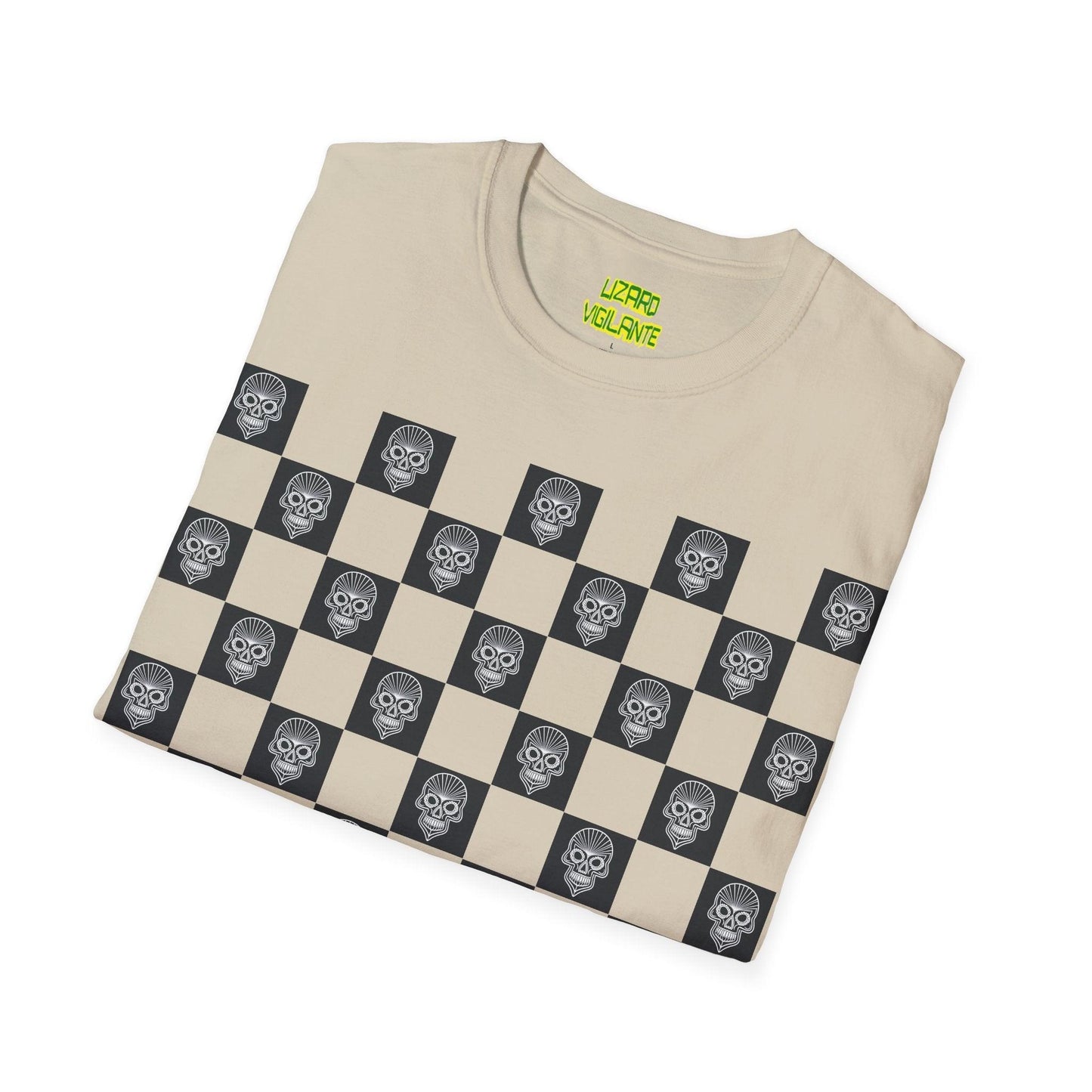 Checkerboard Skull Unisex Softstyle T-Shirt - Lizard Vigilante