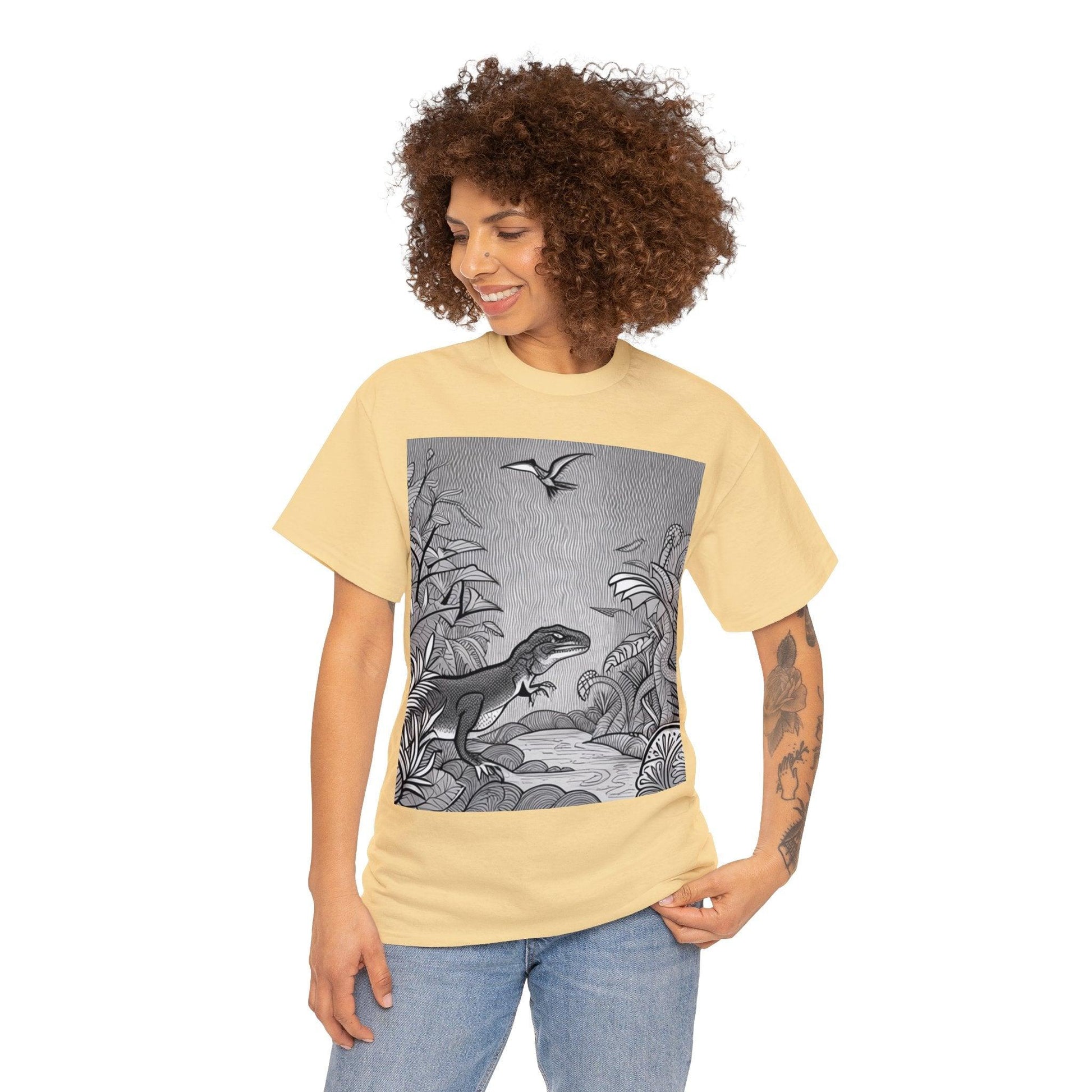 Prehistory Scene Unisex Heavy Cotton Tee - Lizard Vigilante