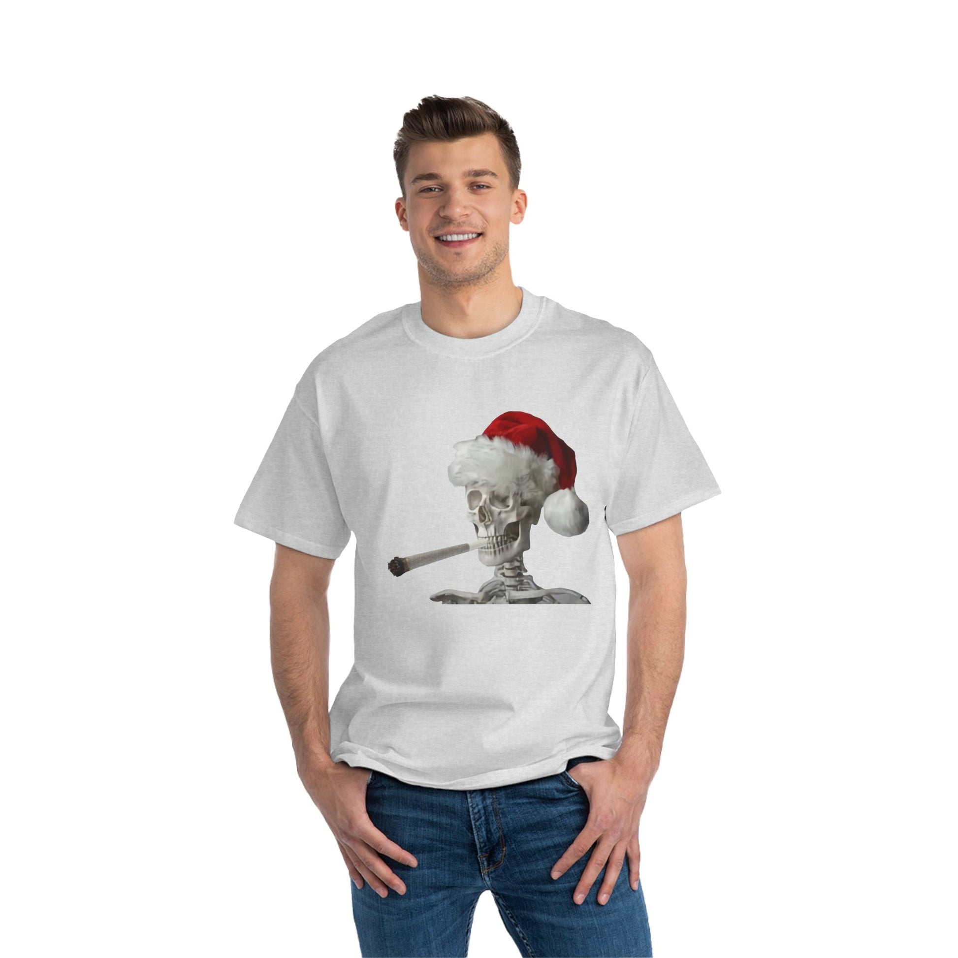 Skeleton Santa TOKES Beefy-T® Short-Sleeve T-Shirt RELAXED Fit 100% Cotton - Lizard Vigilante