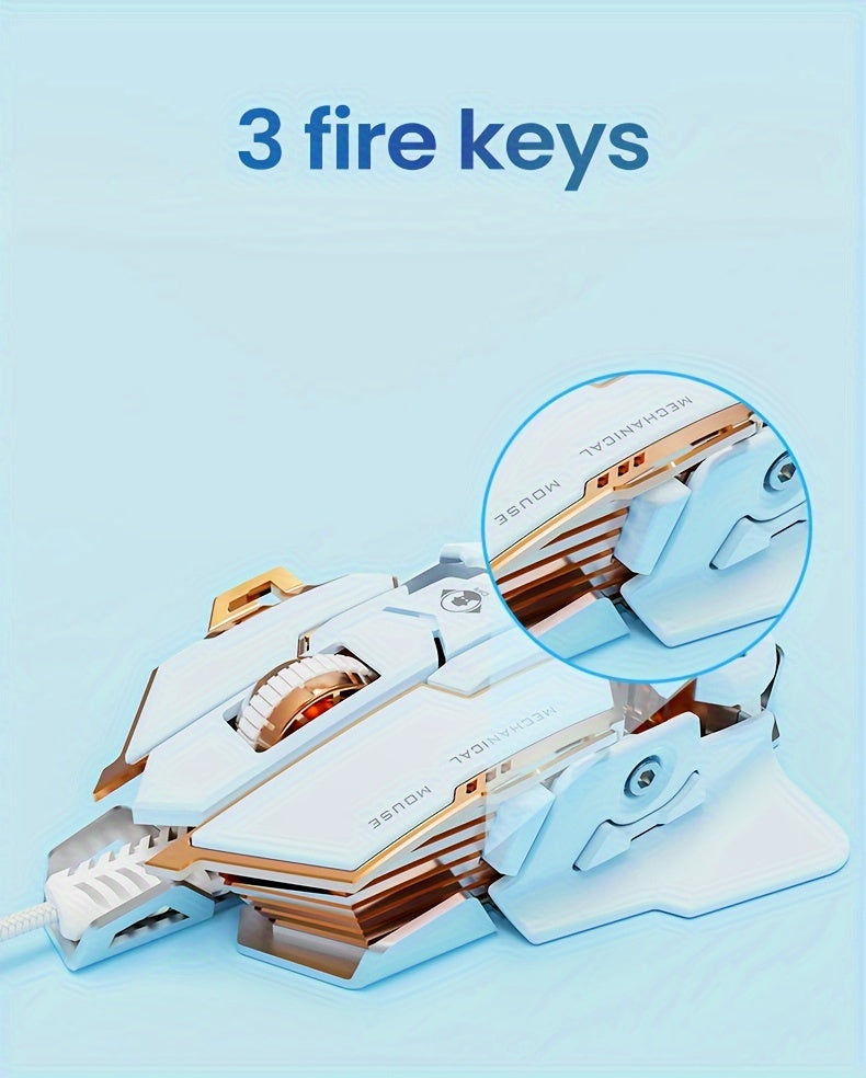 EWEADN G5 USB Wired Gaming Mouse Silent or audible optional Metal mechanical Mouse gamer with 8 Buttons Macro Function Keys, Support tail length adjustment to suit different hand sizes Perfect for desktop, laptop, computer, s