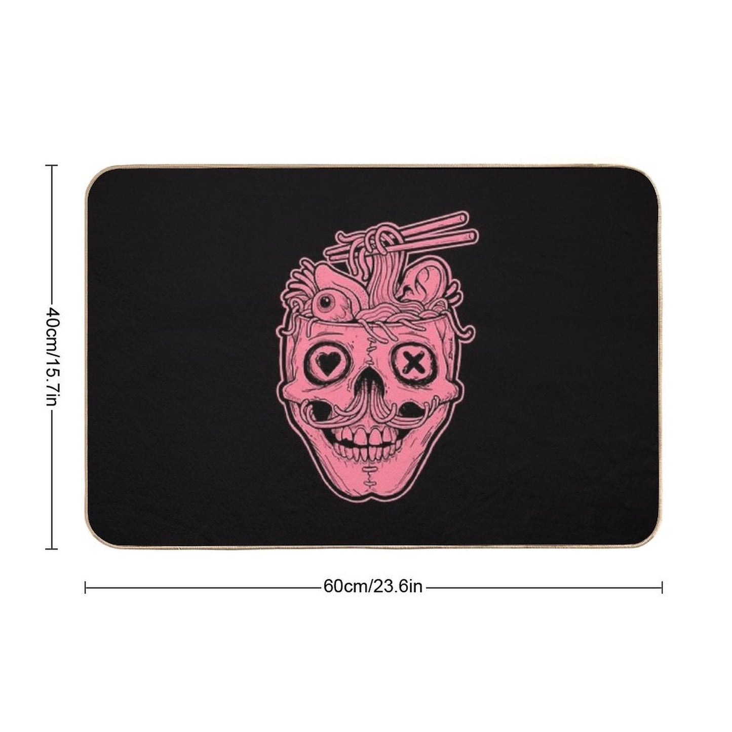 Pink Skull Ramen Brain Durable Bath Mat