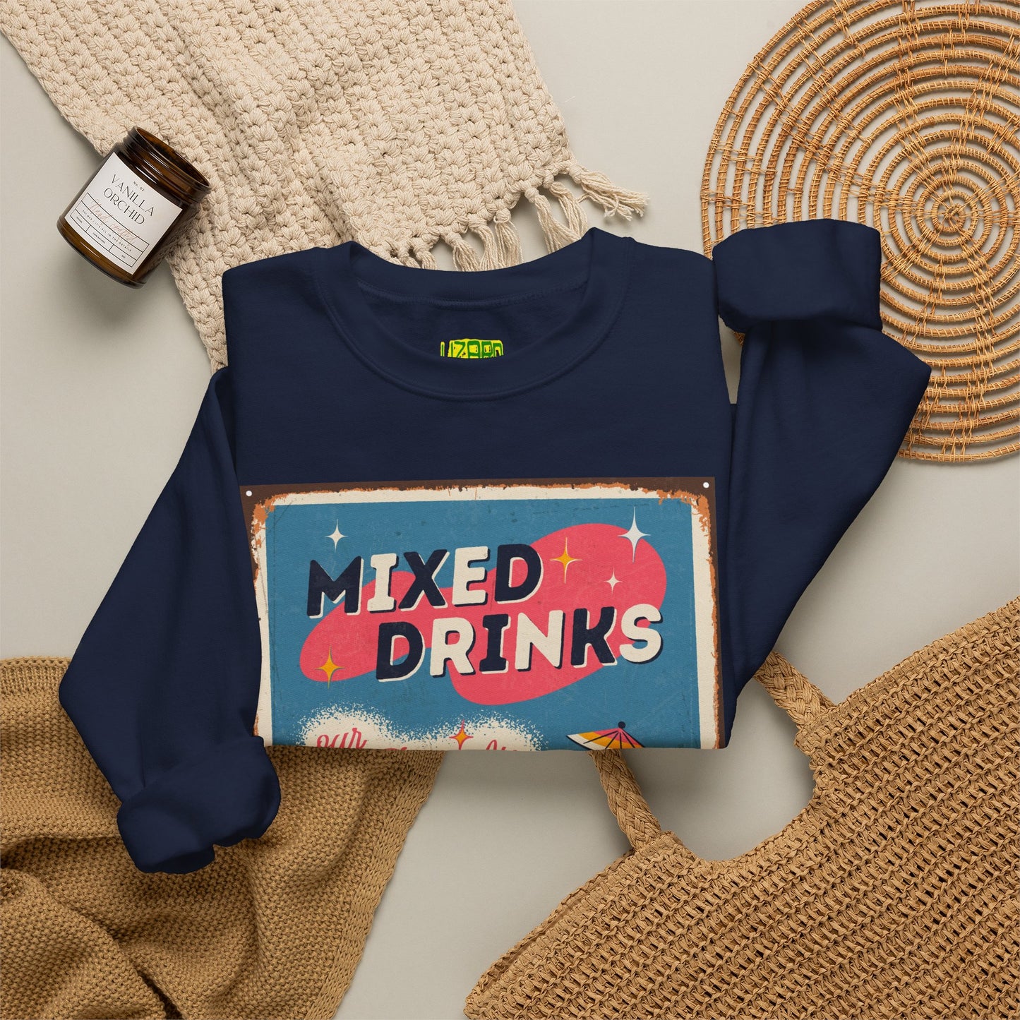 Mixed Drinks Crewneck Sweatshirt — Retro Cocktail Graphic Pullover