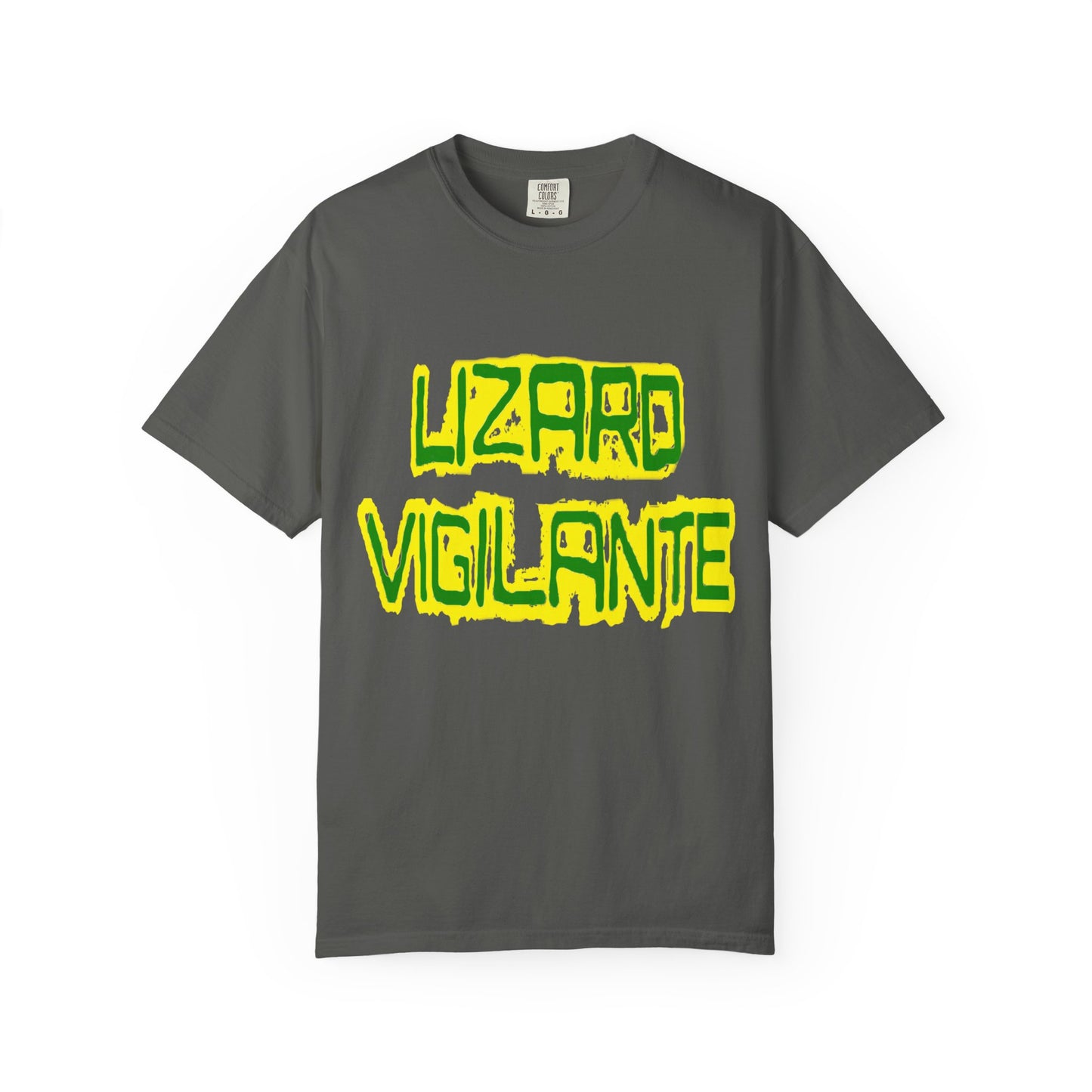 Lizard Vigilante Graphic T-Shirt — Bold Green & Yellow Streetwear Tee