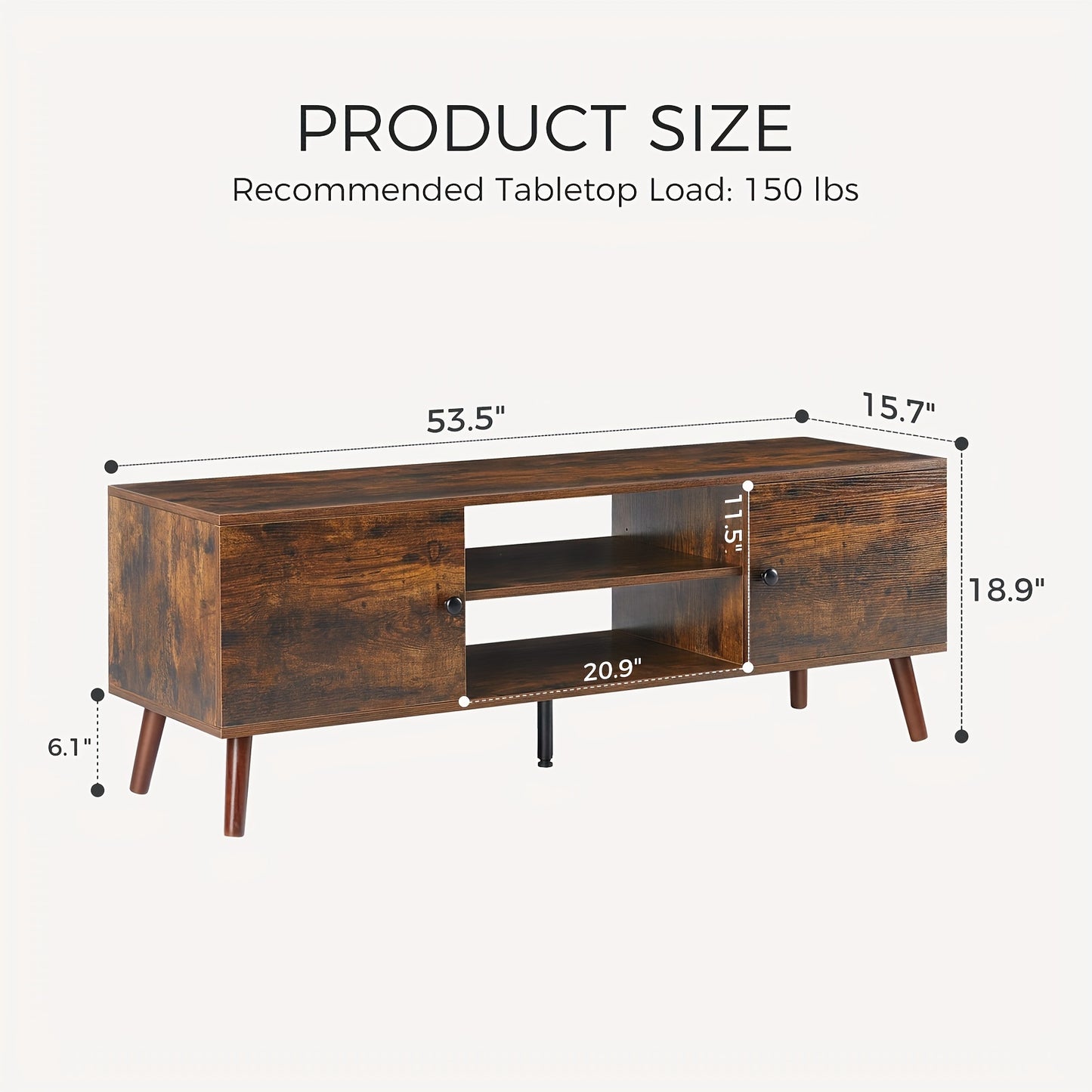 60-Inch Media Console Table – Black/Brown Modern Entertainment Center with Storage Cabinet, Sturdy TV Stand for Living Room and Bedroom - Premium table from Lizard Vigilante - Just $114.99! Shop now at Lizard Vigilante