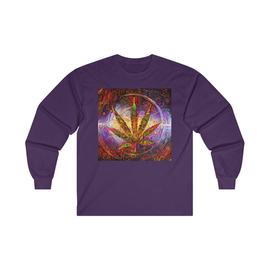 Psychedelic Pot Leaf Unisex Ultra Cotton Long Sleeve Tee - Lizard Vigilante