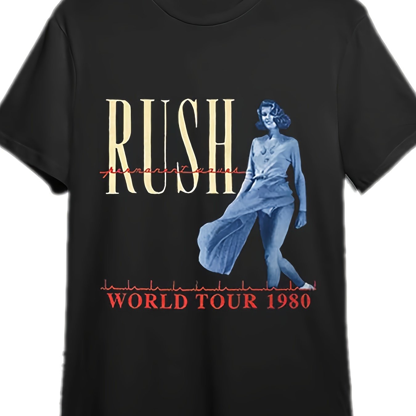 RUSH Band Tshirt, Vintage Rush World Tour 1980 Tshirt 334865 Funny Men's Short Sleeve Graphic T-shirt Collection Black PR - Premium  from Lizard Vigilante - Just $21.99! Shop now at Lizard Vigilante