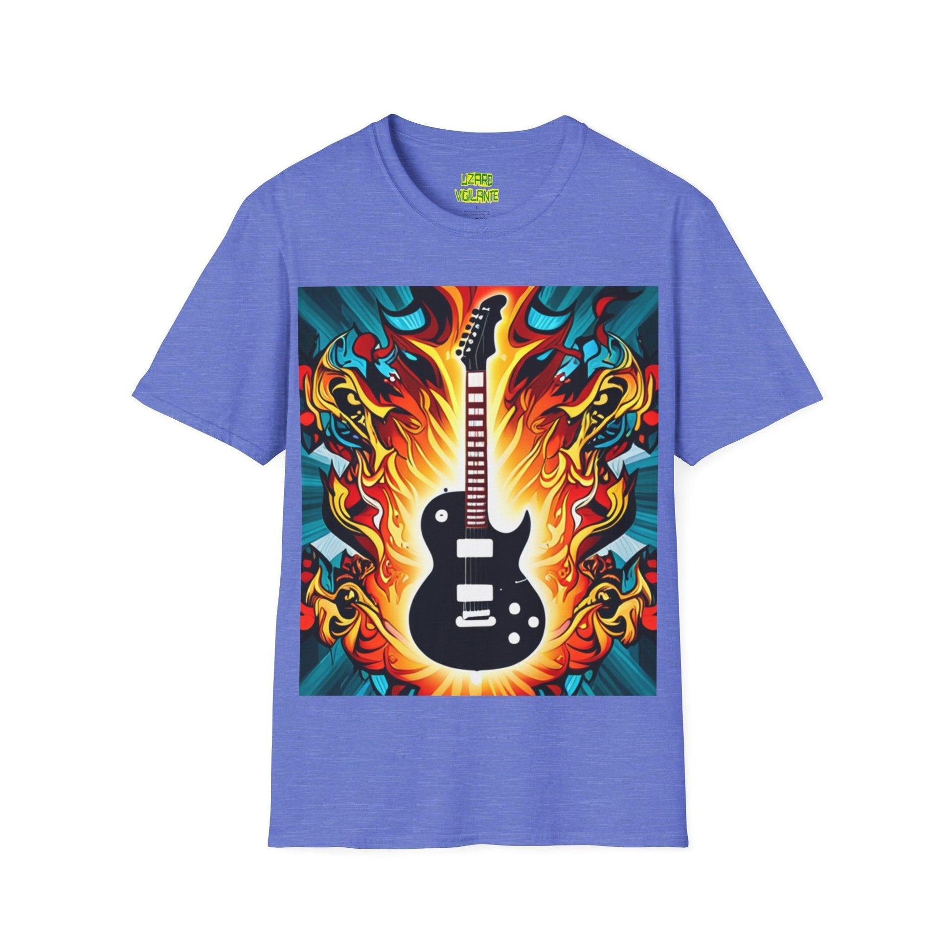 Electric Guitar Ablaze Unisex Softstyle T-Shirt - Lizard Vigilante