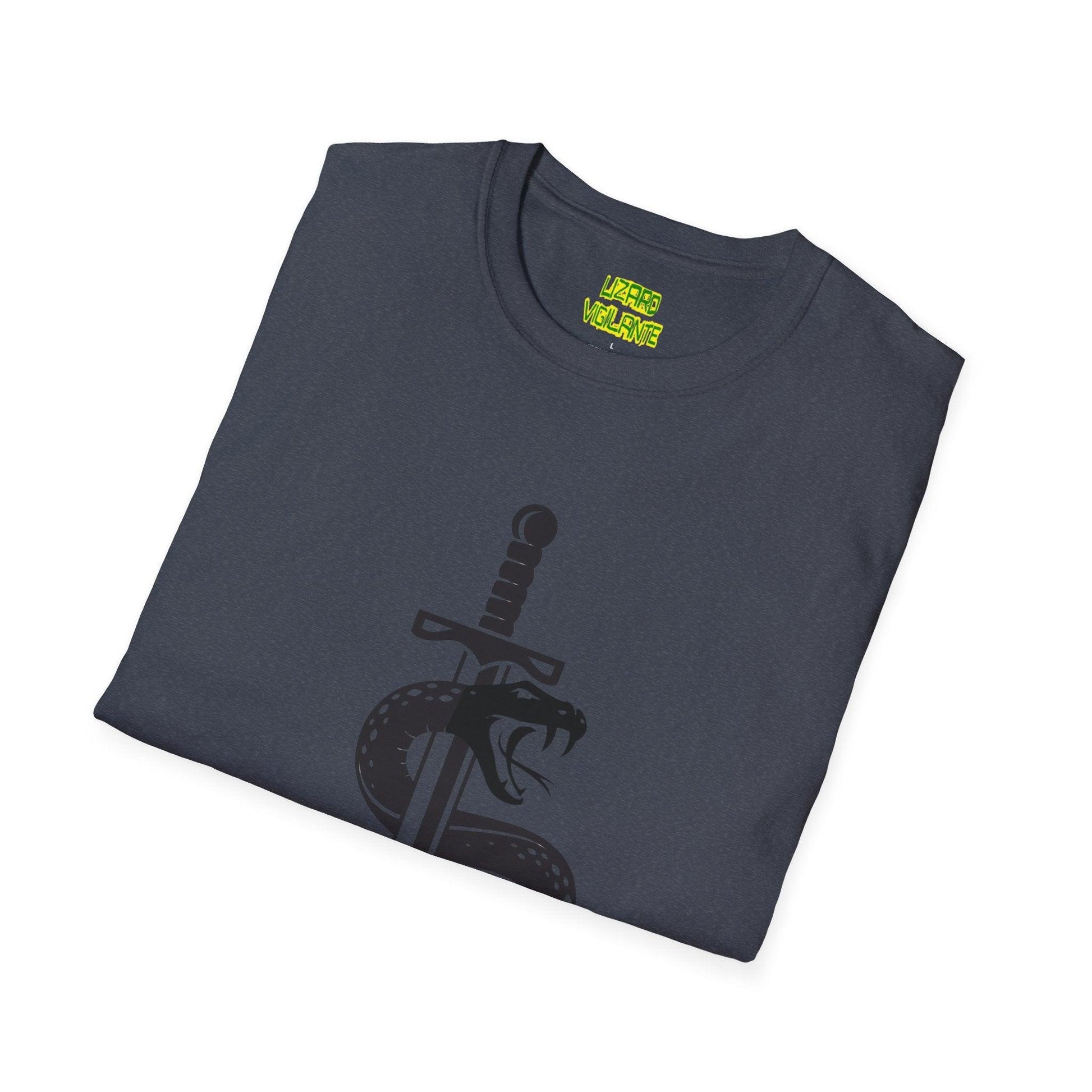 Snake-Wrapped Sword Unisex Softstyle T-Shirt - Lizard Vigilante