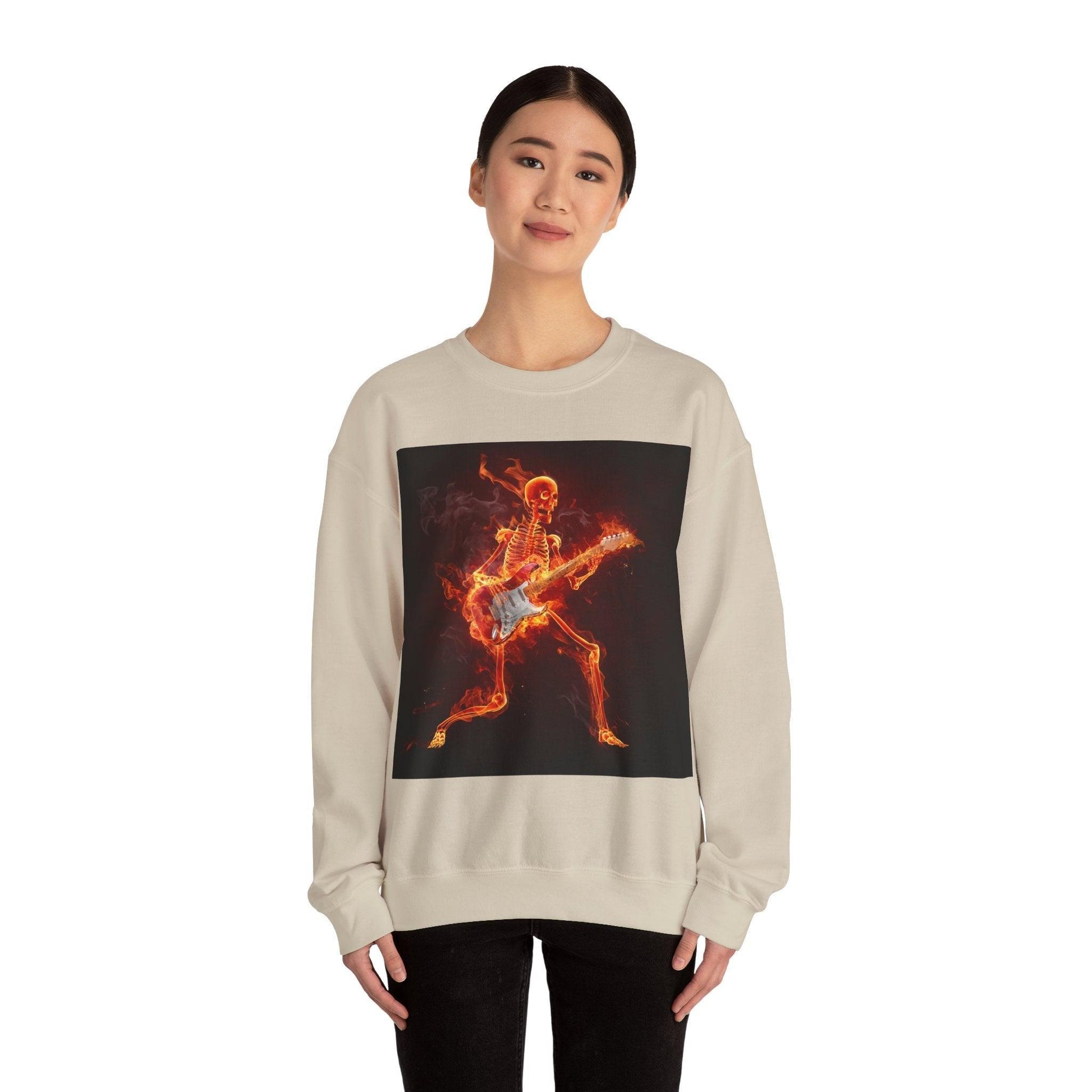 Fiery Guitarist Unisex Heavy Blend™ Crewneck Sweatshirt - Lizard Vigilante