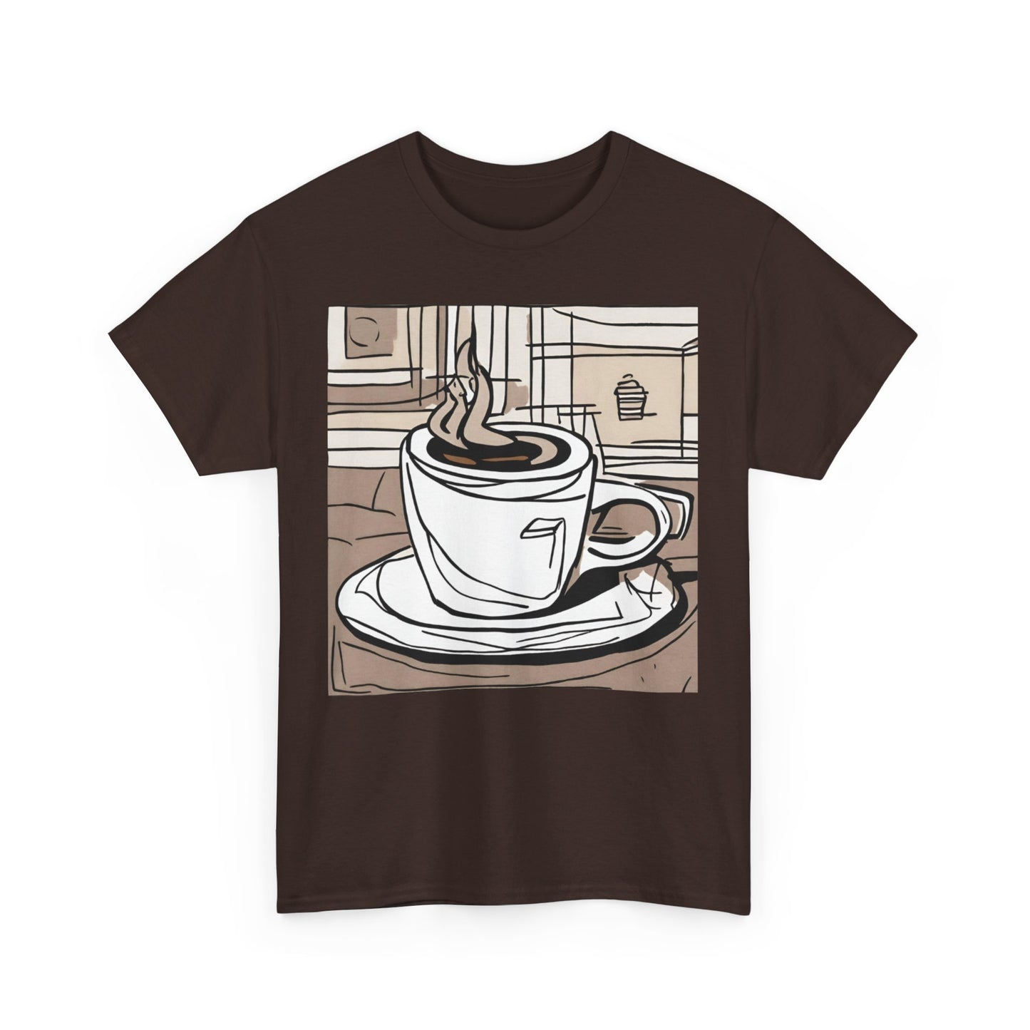 Cup of Coffee Illustration Unisex Heavy Cotton Tee - Lizard Vigilante