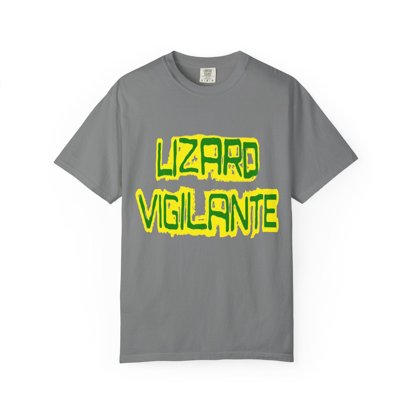 Lizard Vigilante Graphic T-Shirt — Bold Green & Yellow Streetwear Tee
