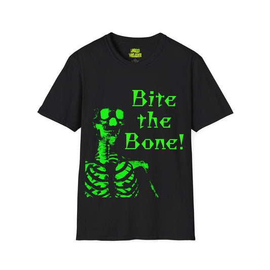 Bite the Bone! Skeleton Unisex Softstyle T-Shirt - Lizard Vigilante