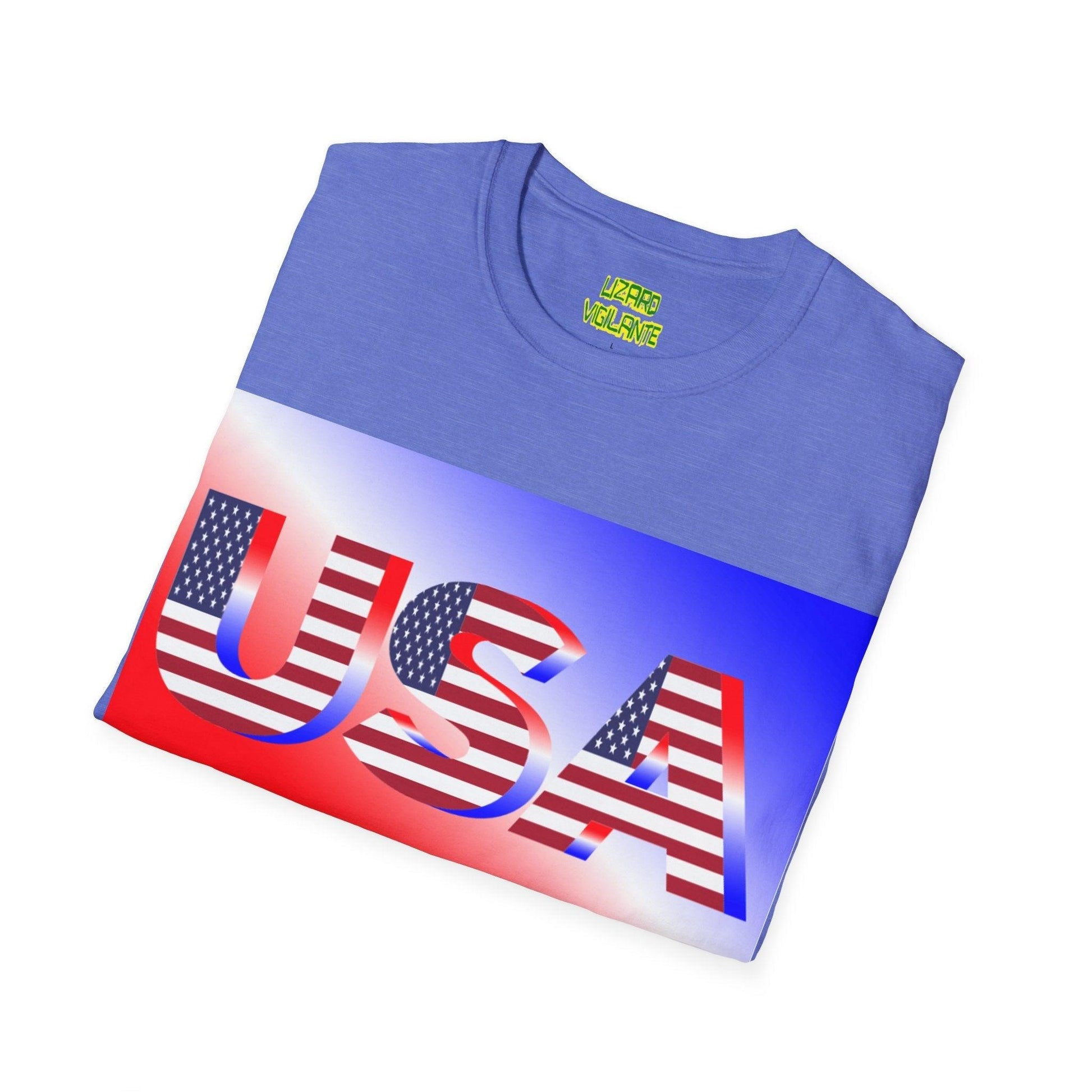 USA Red, White, and Blue Graphic Unisex Softstyle T-Shirt - Lizard Vigilante