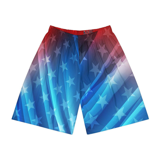 Red White and Blued Men’s Sports Shorts (AOP) - Lizard Vigilante